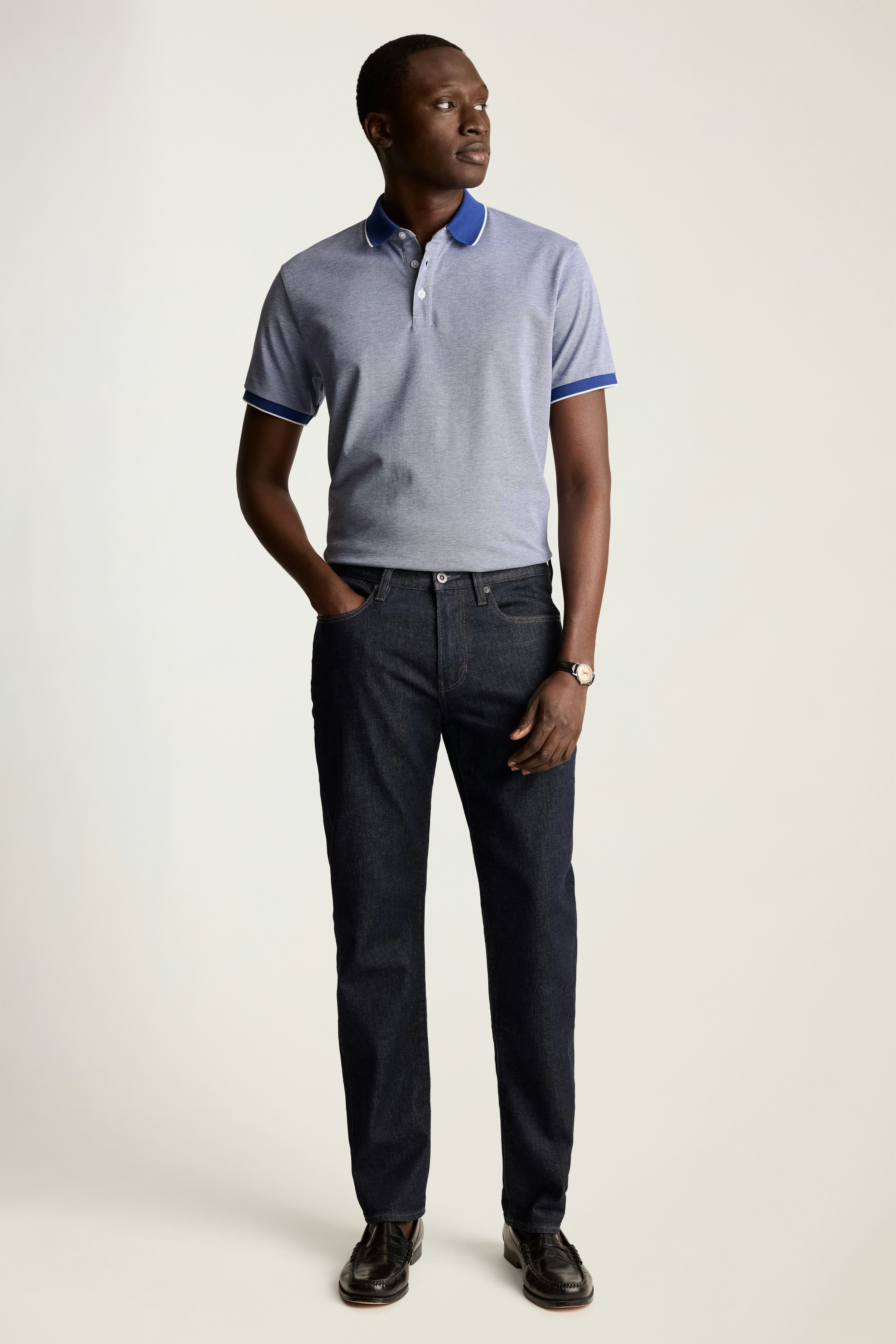 Stretch Pique Polo twilight blue birdseye