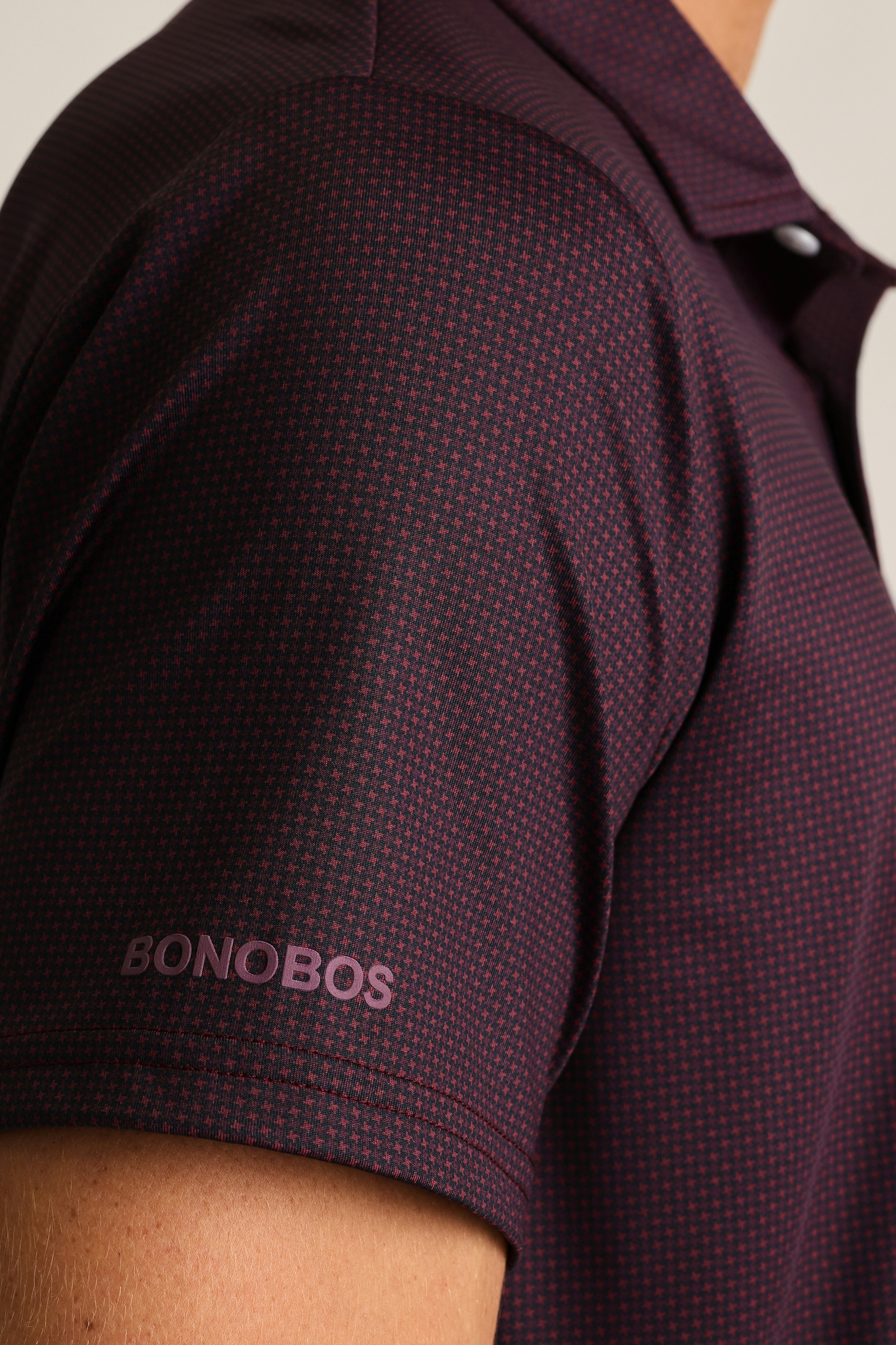 Performance Golf Polo maroon houndstooth