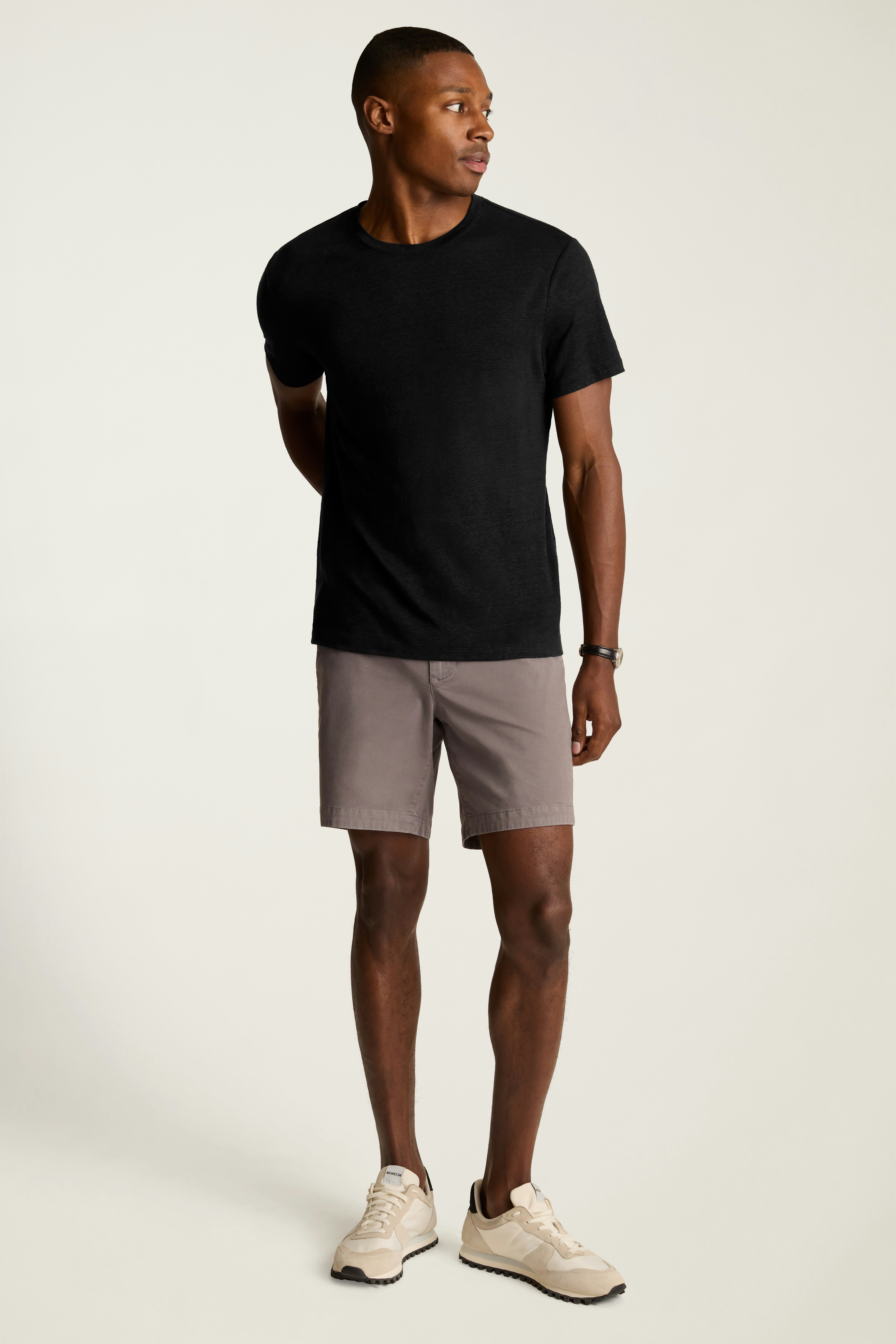 Linen Crew Neck Tee black