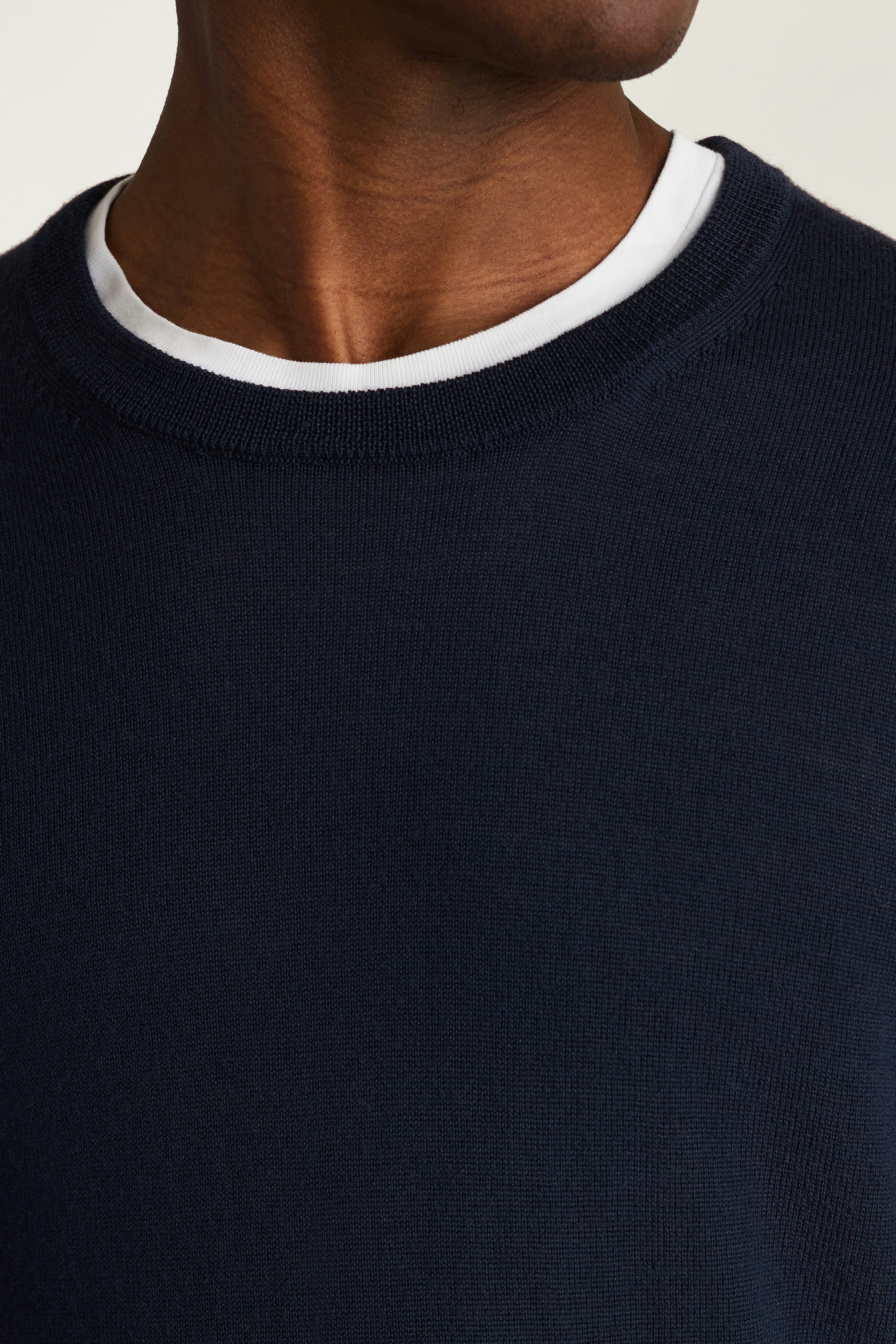 Washable Merino Crew Neck Sweater navy