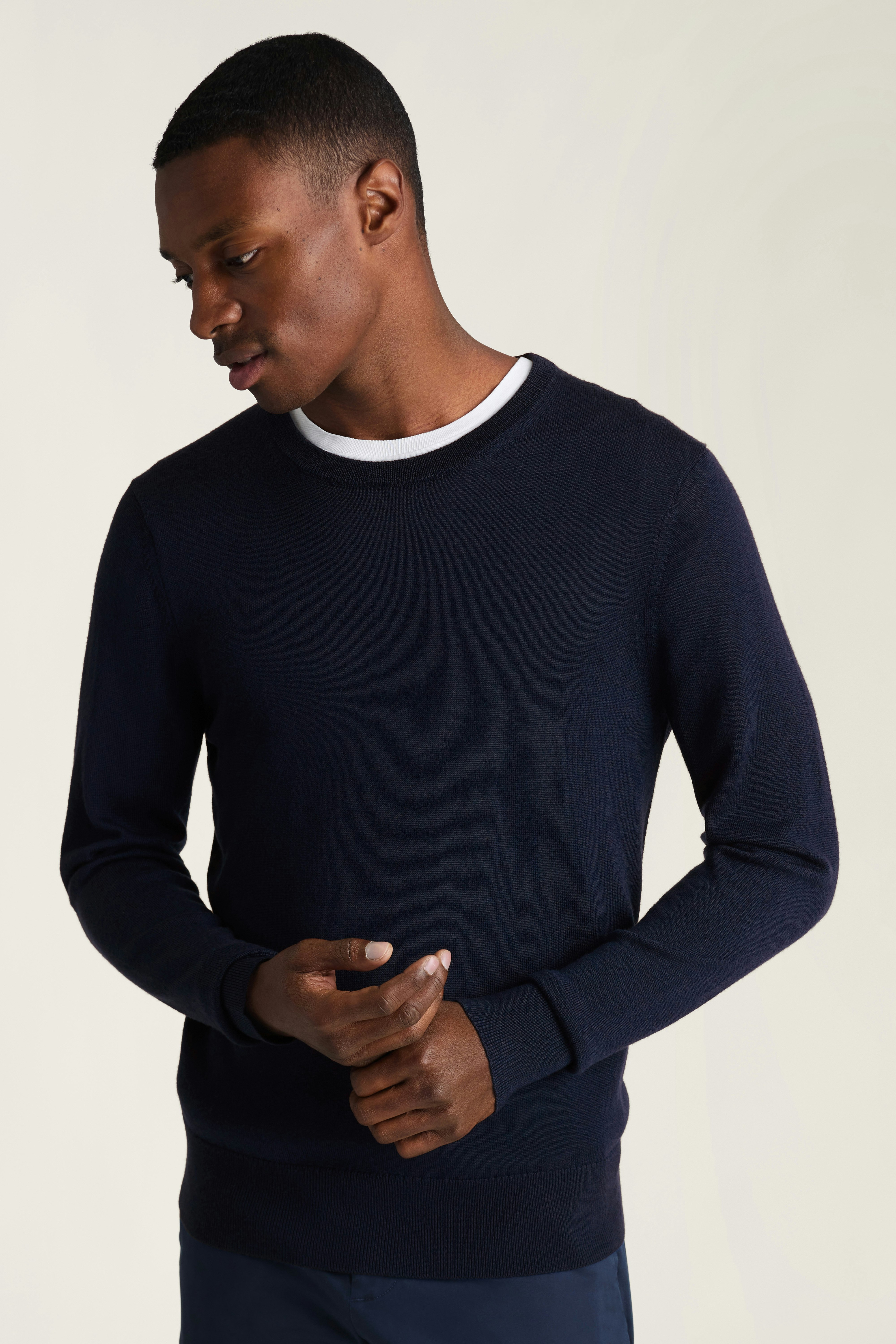 Washable Merino Crew Neck Sweater navy 3 Washable Merino Crew Neck Sweater navy