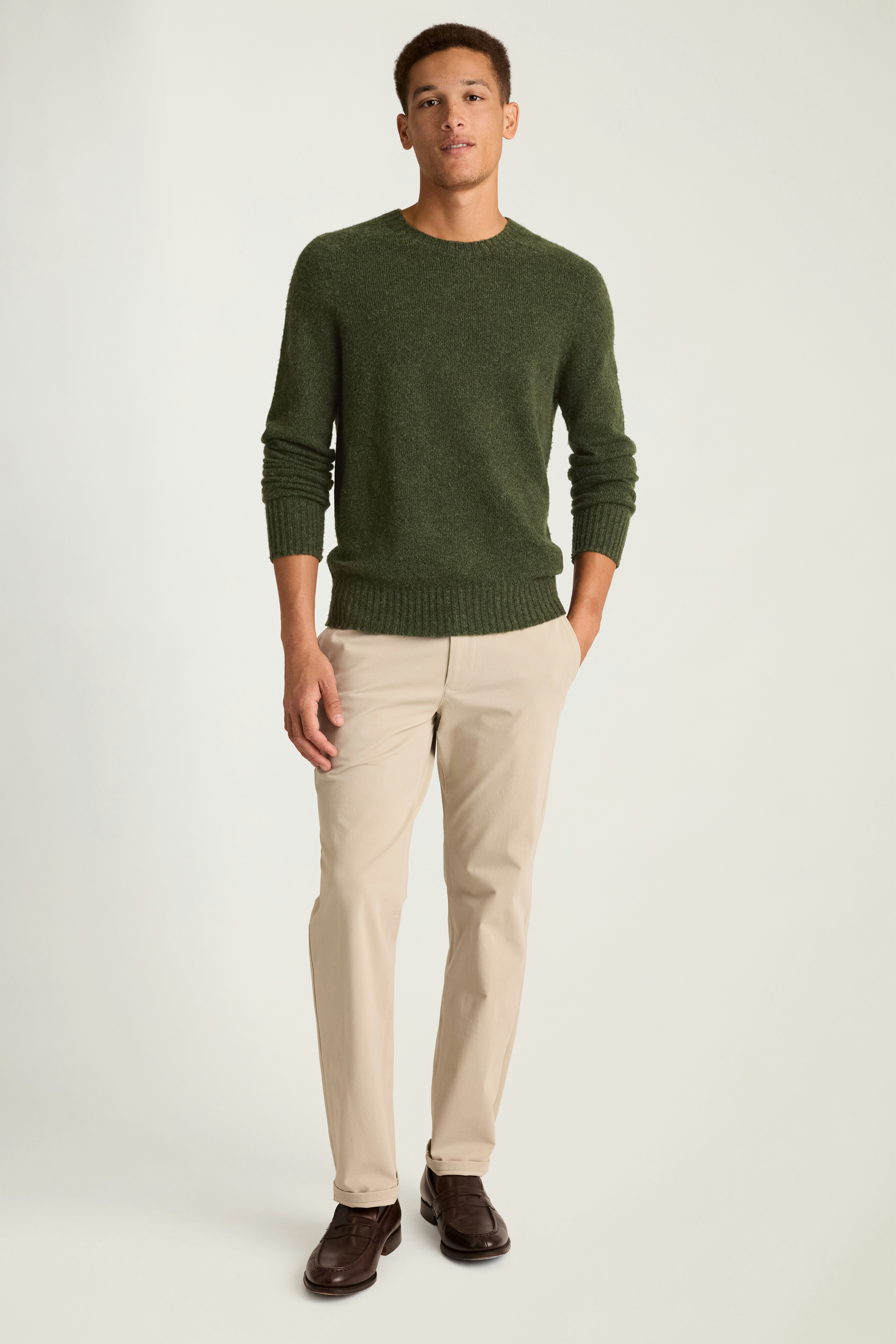 Brushed Wool Sweater olive green