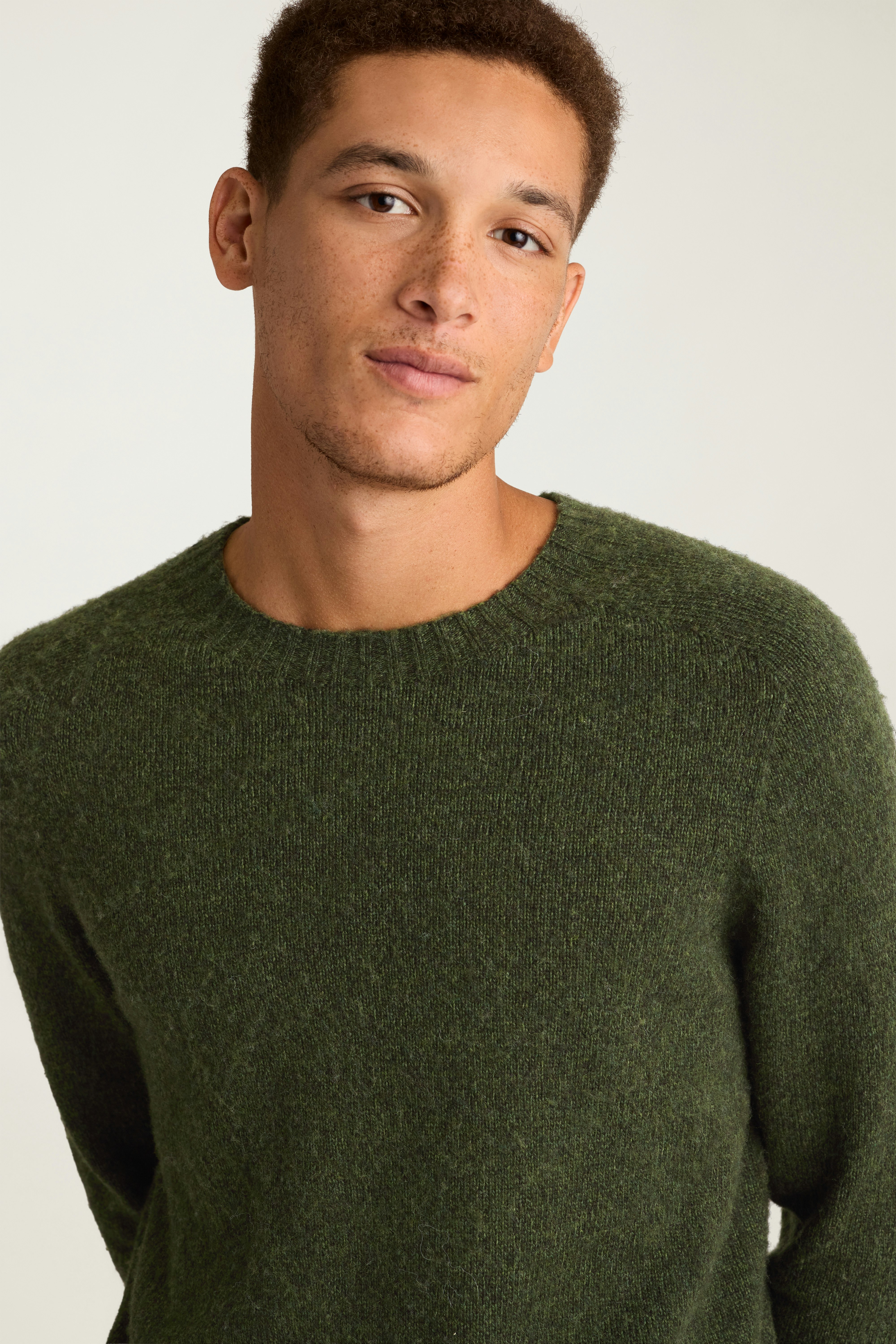 Brushed Wool Sweater olive green