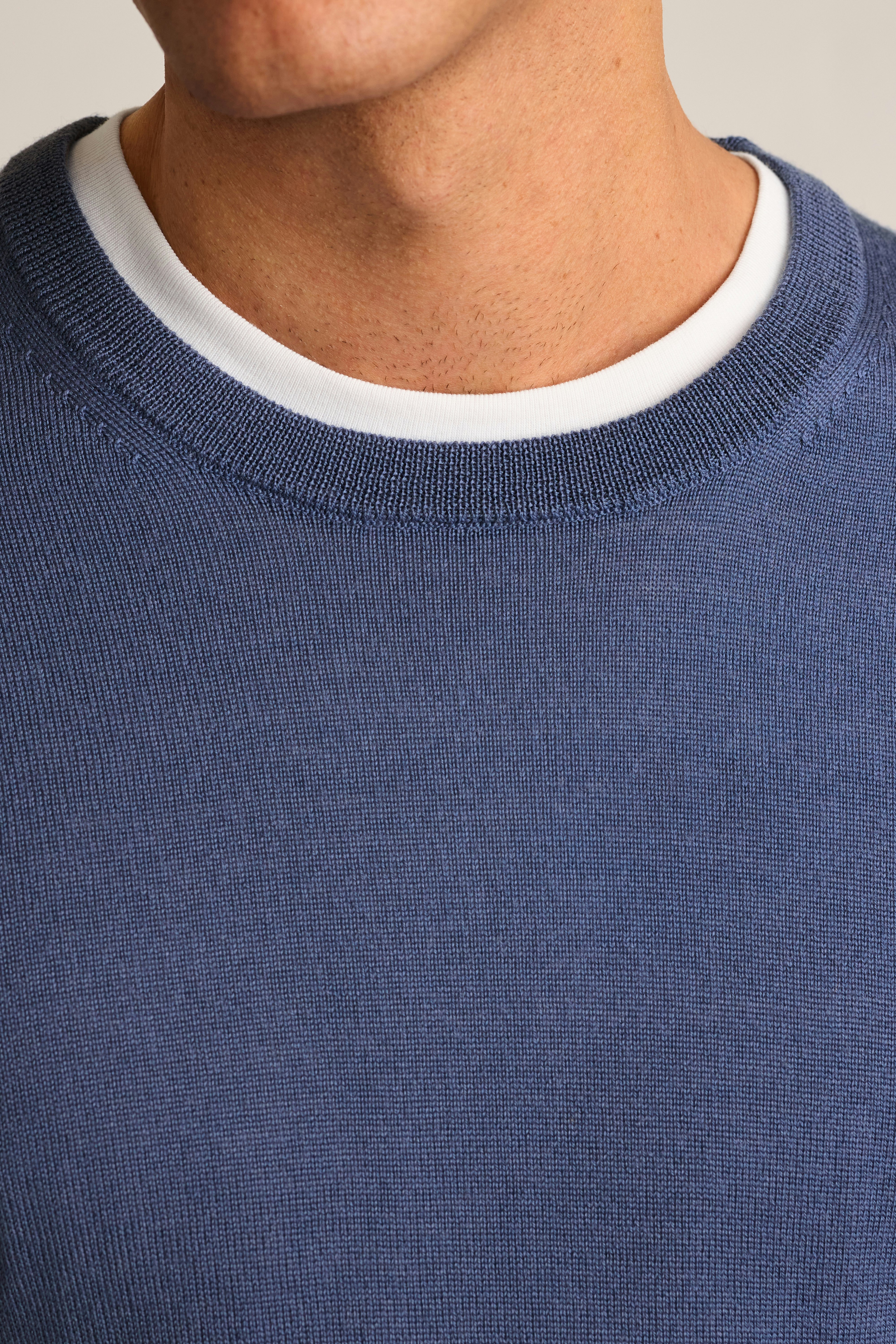 Washable Merino Crew Neck Sweater medium blue