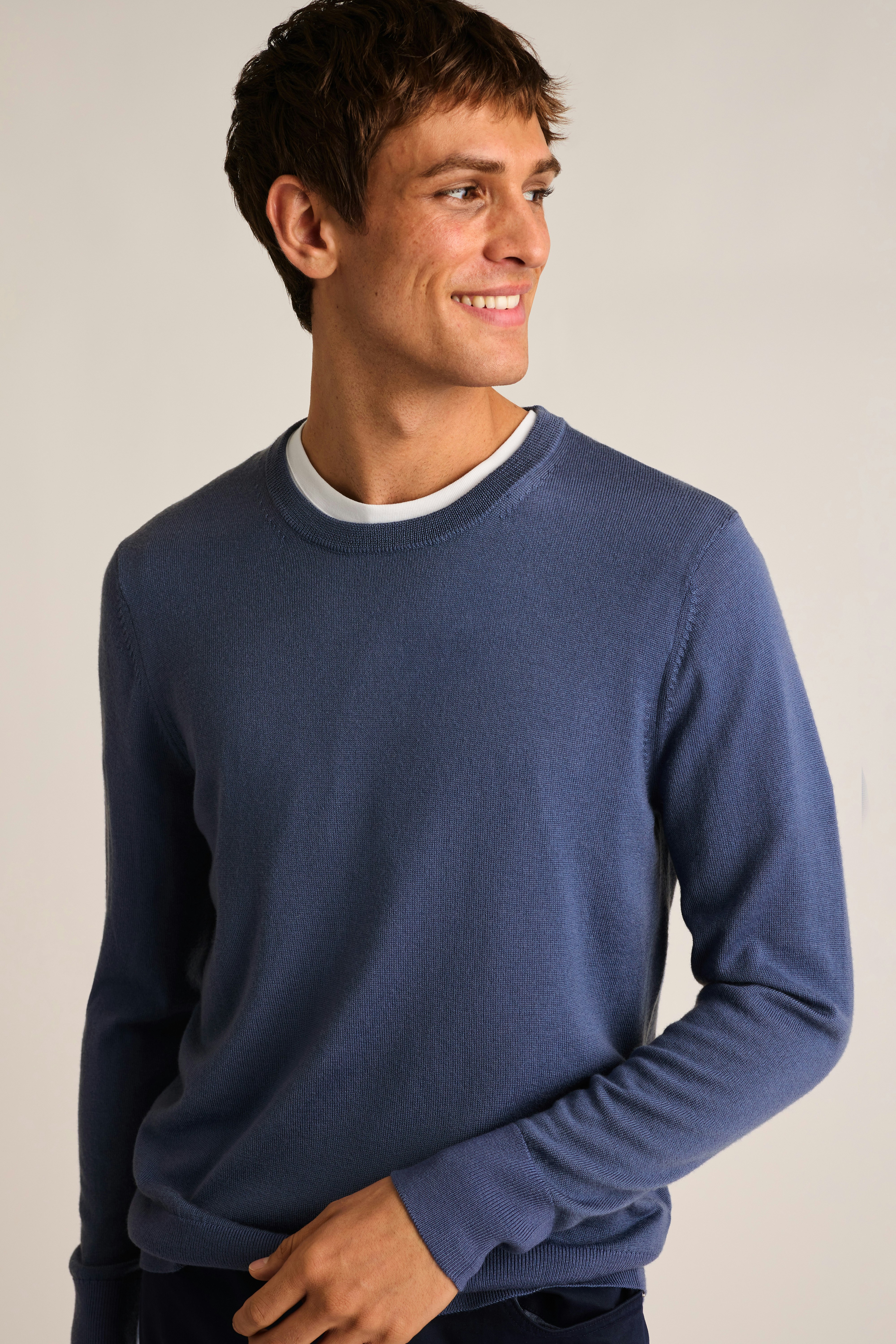 Washable Merino Crew Neck Sweater medium blue