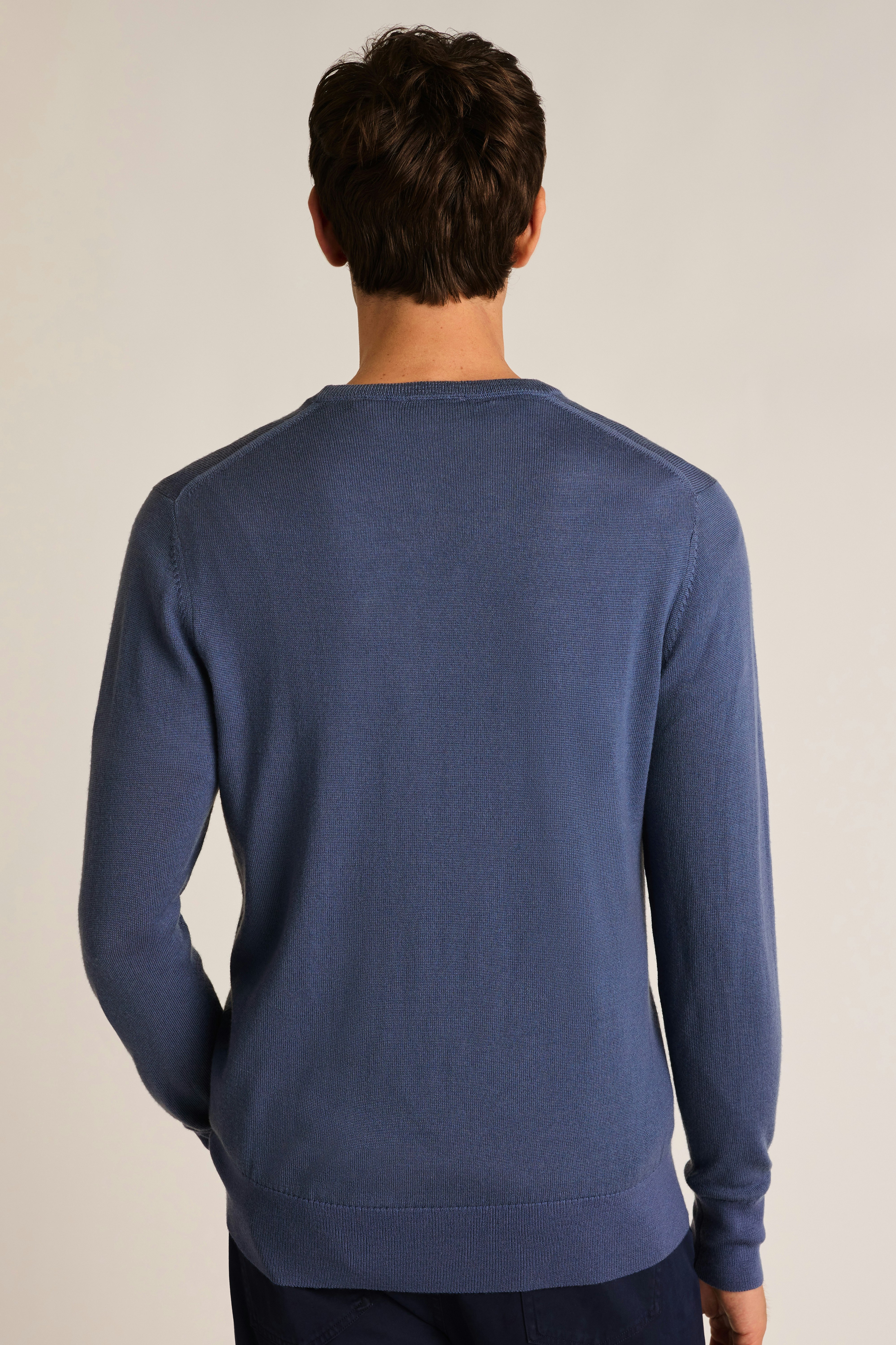 Washable Merino Crew Neck Sweater medium blue