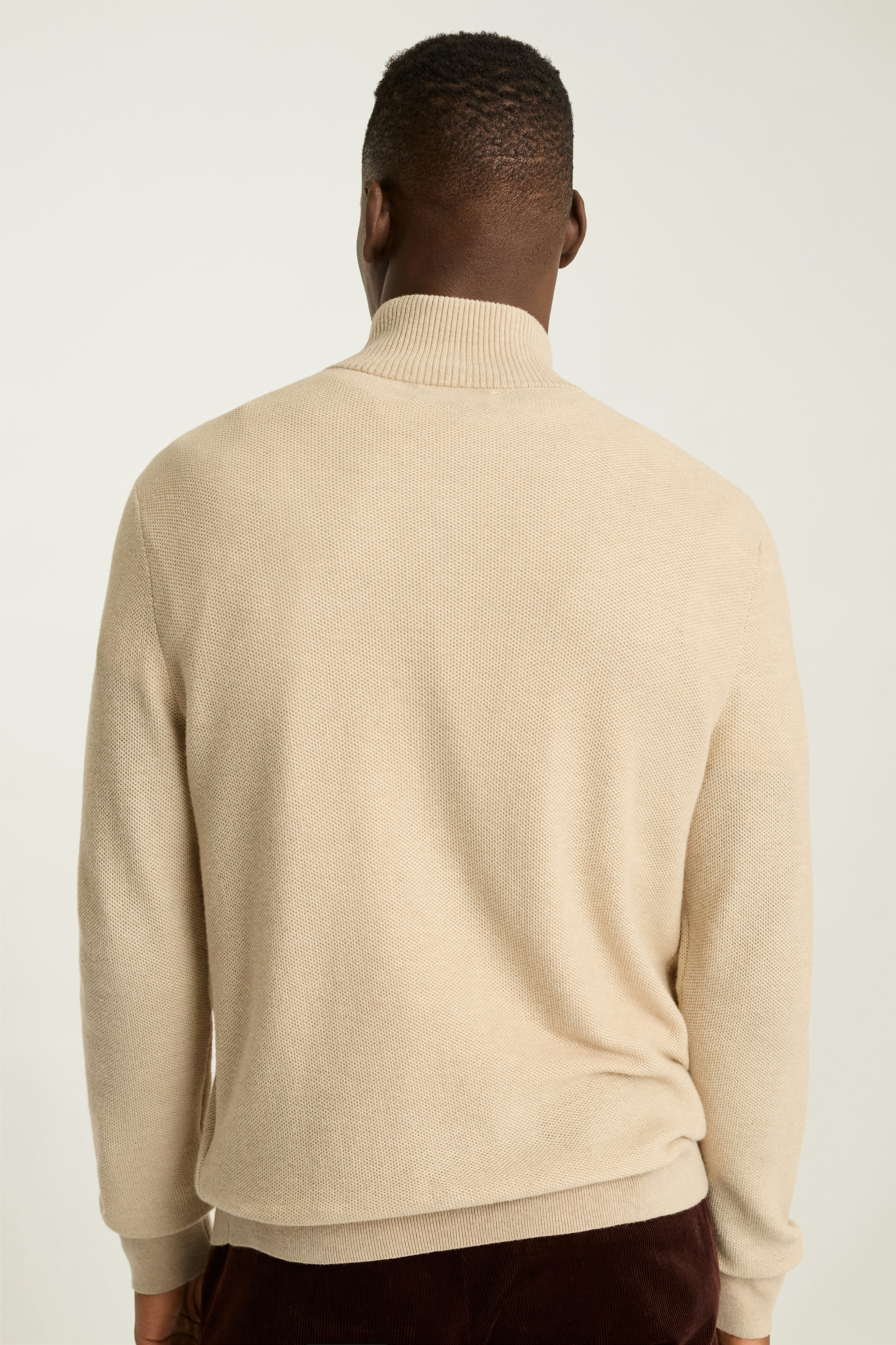 Washable Cotton Cashmere Quarter Zip light beige