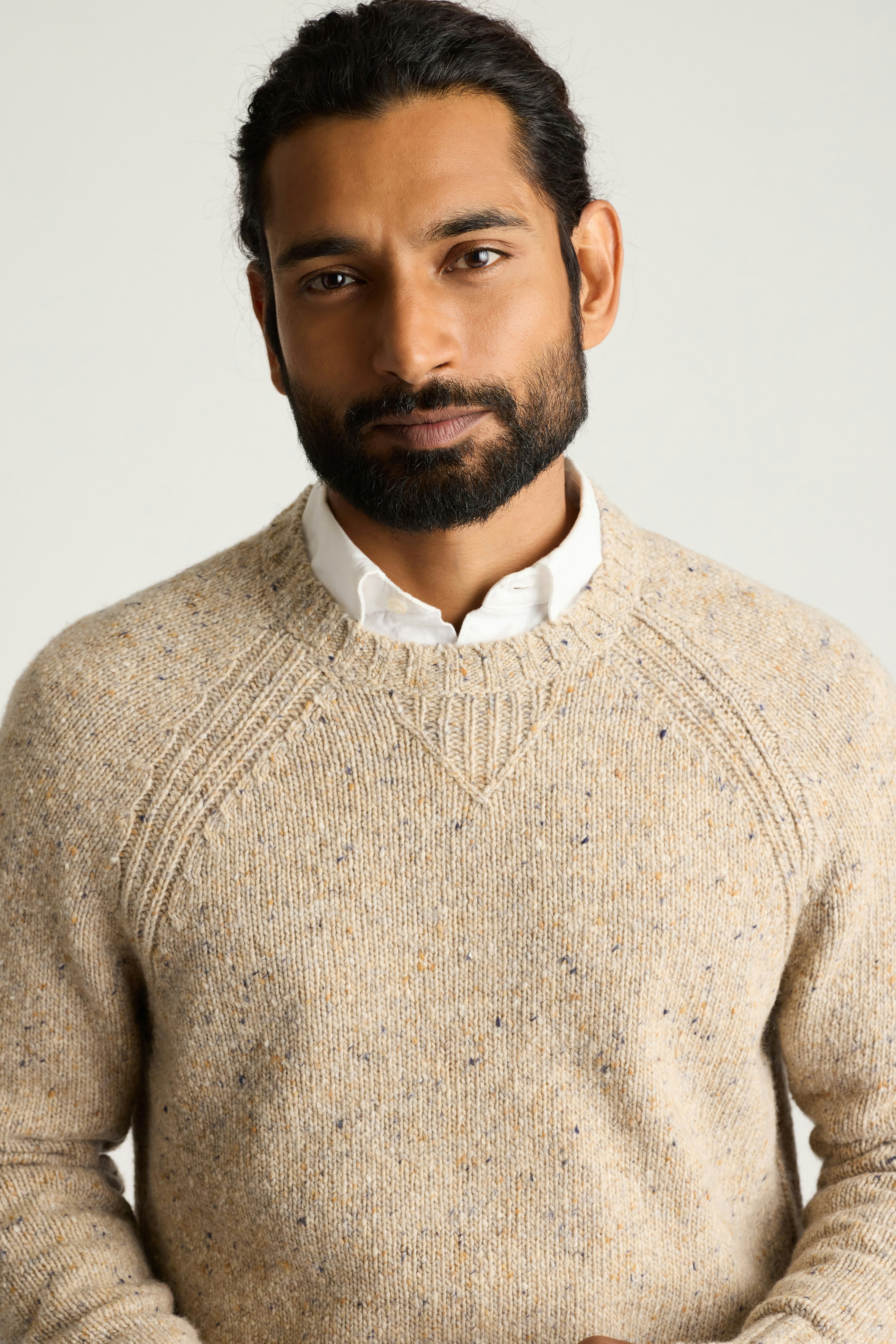 Donegal Crew Neck Sweater oatmeal 4 Donegal Crew Neck Sweater oatmeal