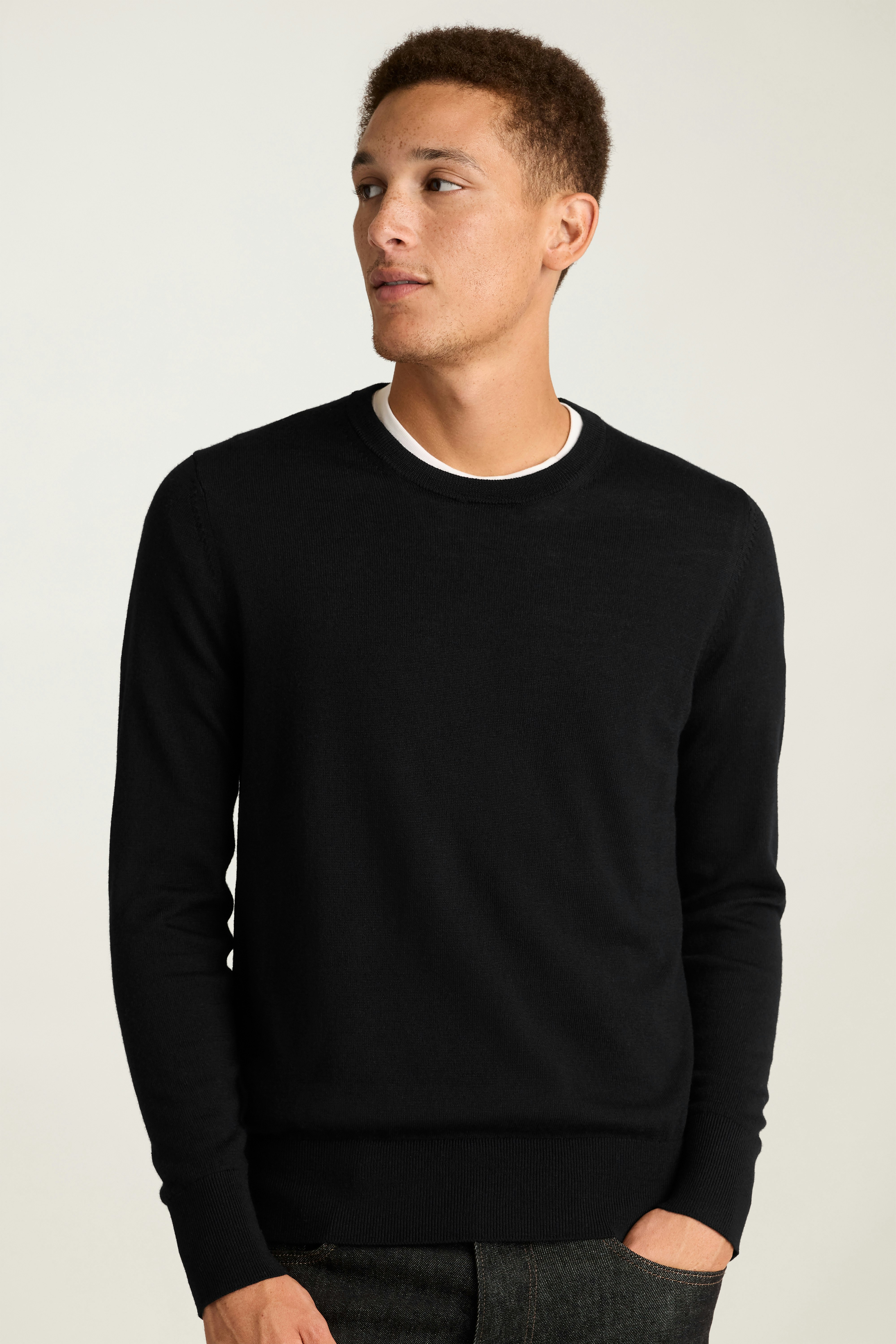Washable Merino Crew Neck Sweater jet black 3 Washable Merino Crew Neck Sweater jet black