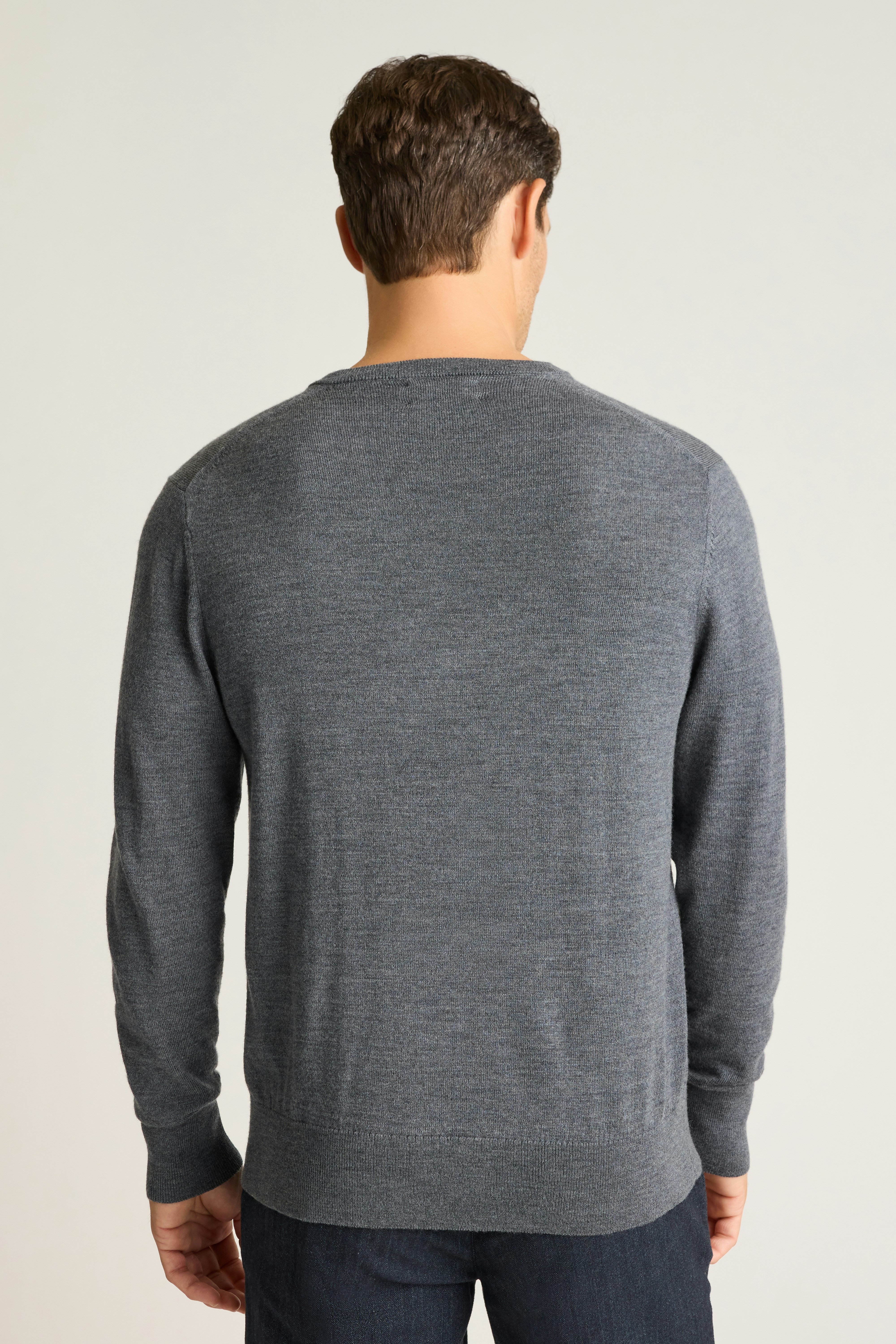 Washable Merino V-Neck Sweater charcoal grey