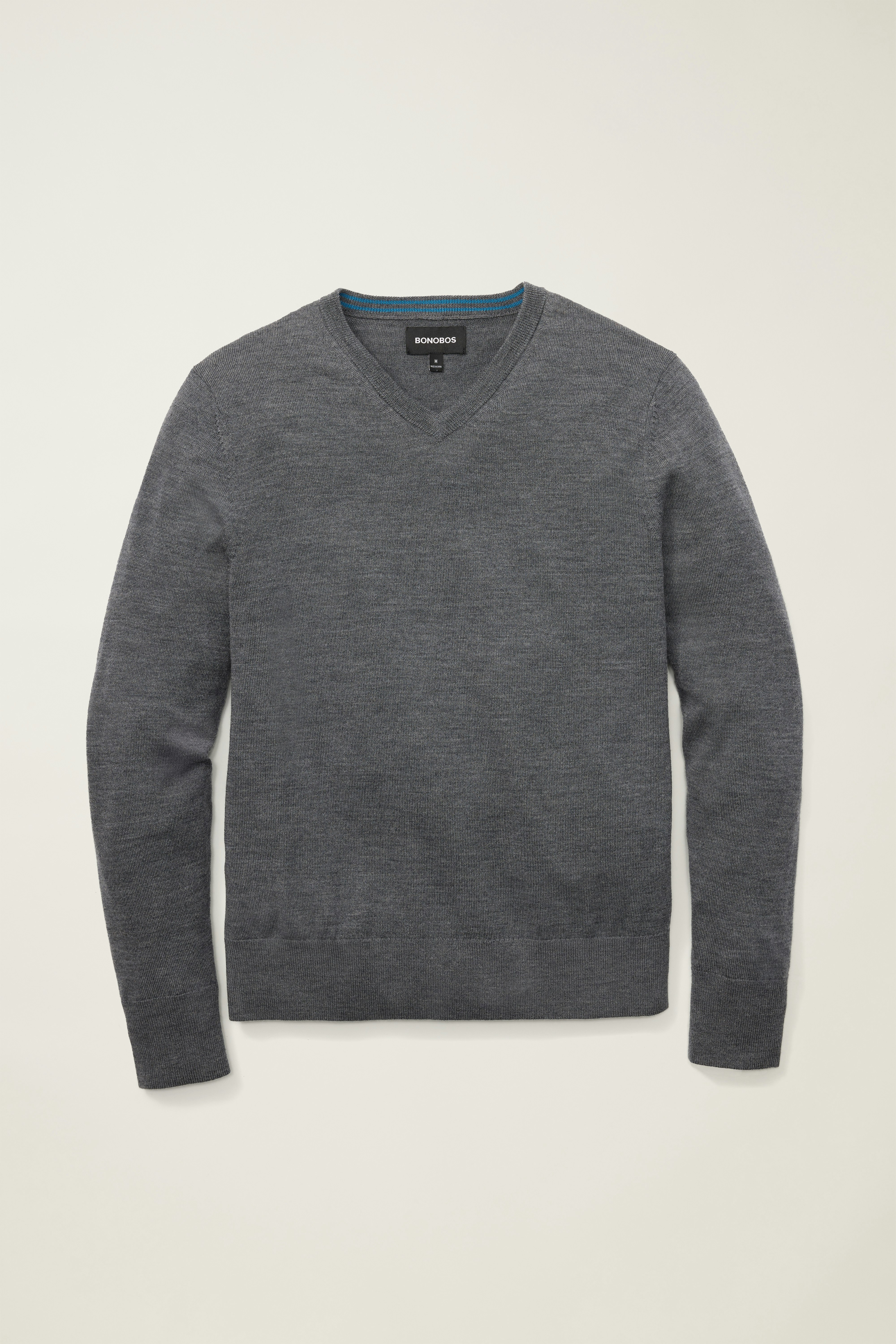 Washable Merino V-Neck Sweater charcoal grey