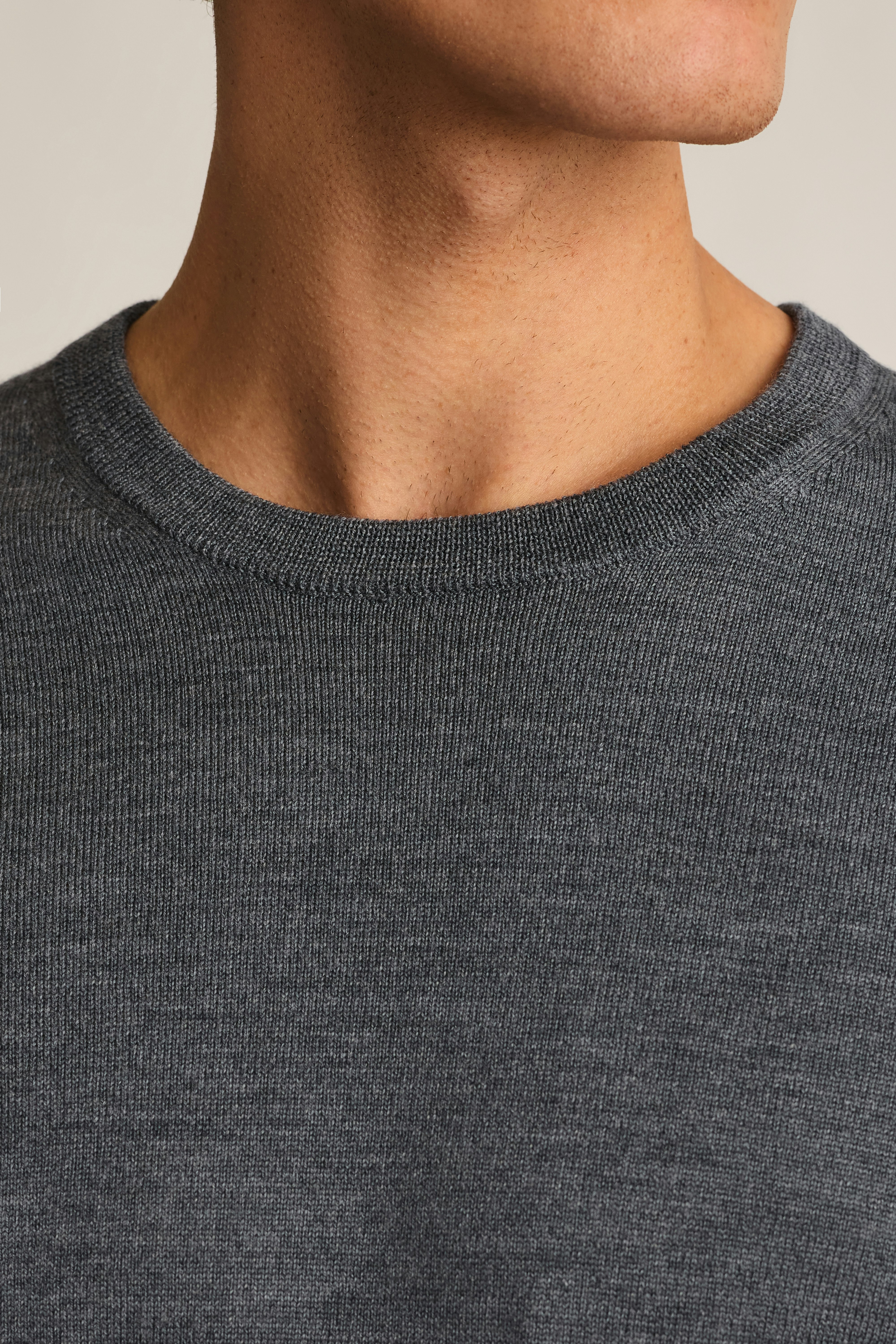 Washable Merino Crew Neck Sweater charcoal grey