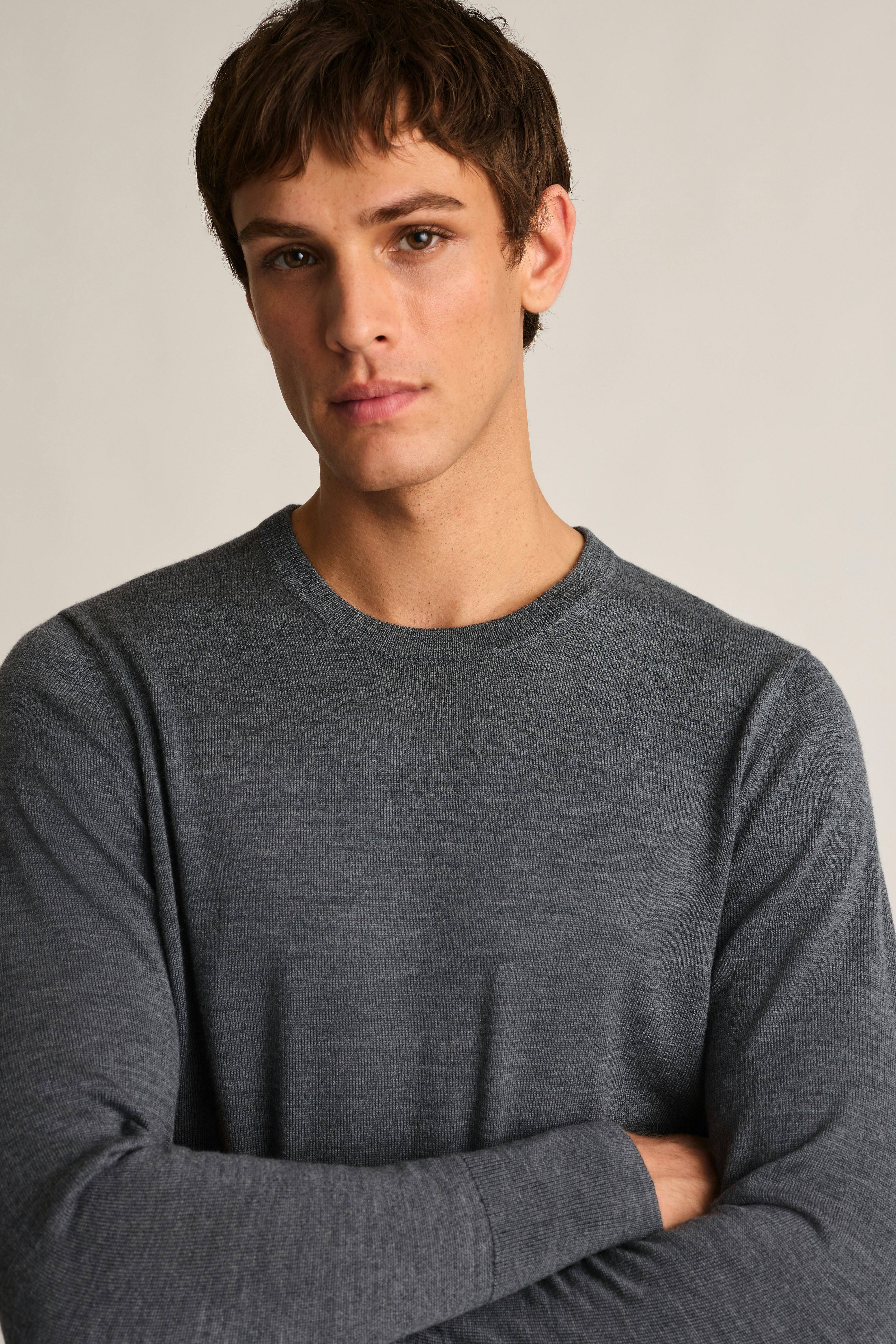 Washable Merino Crew Neck Sweater charcoal grey