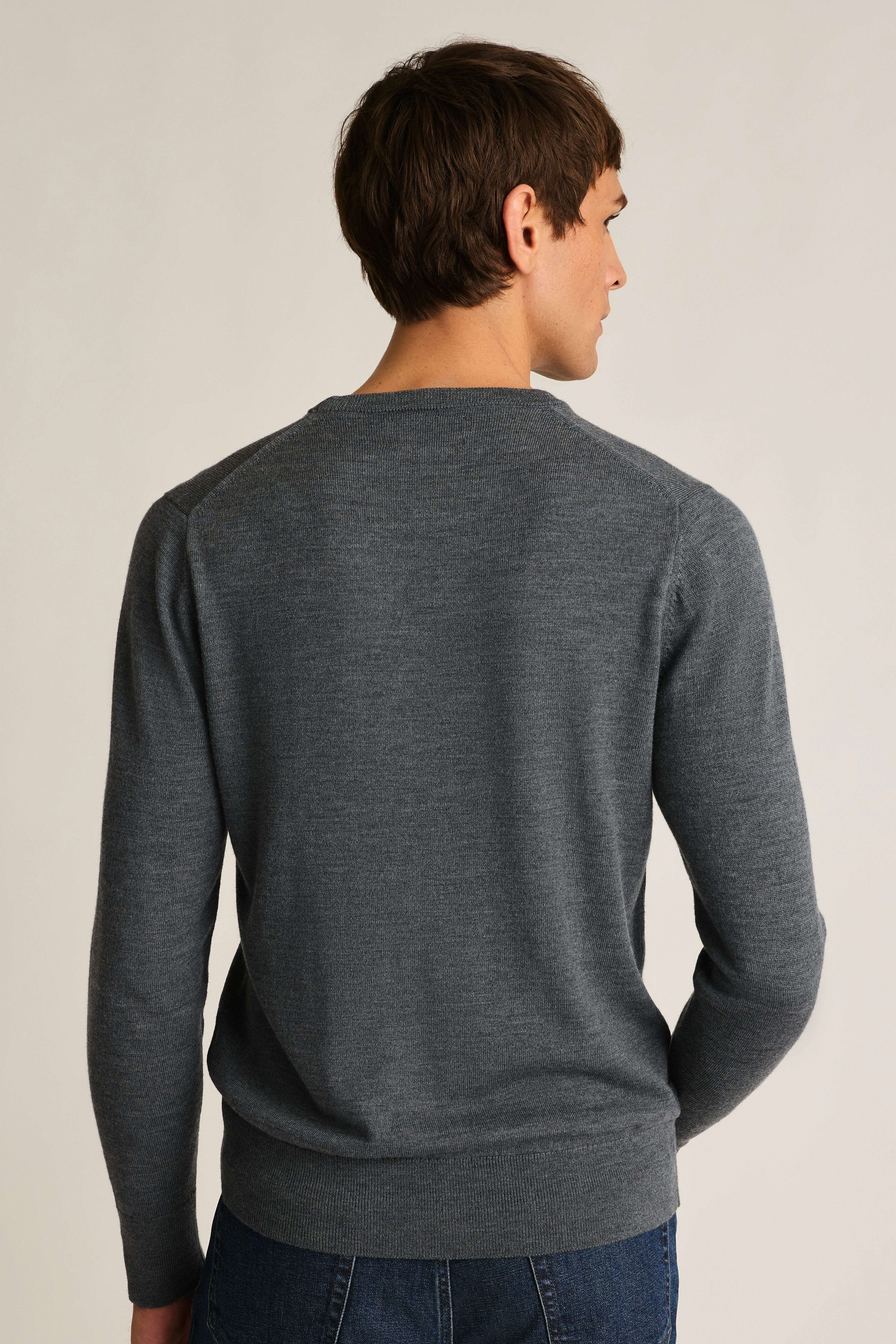Washable Merino Crew Neck Sweater charcoal grey