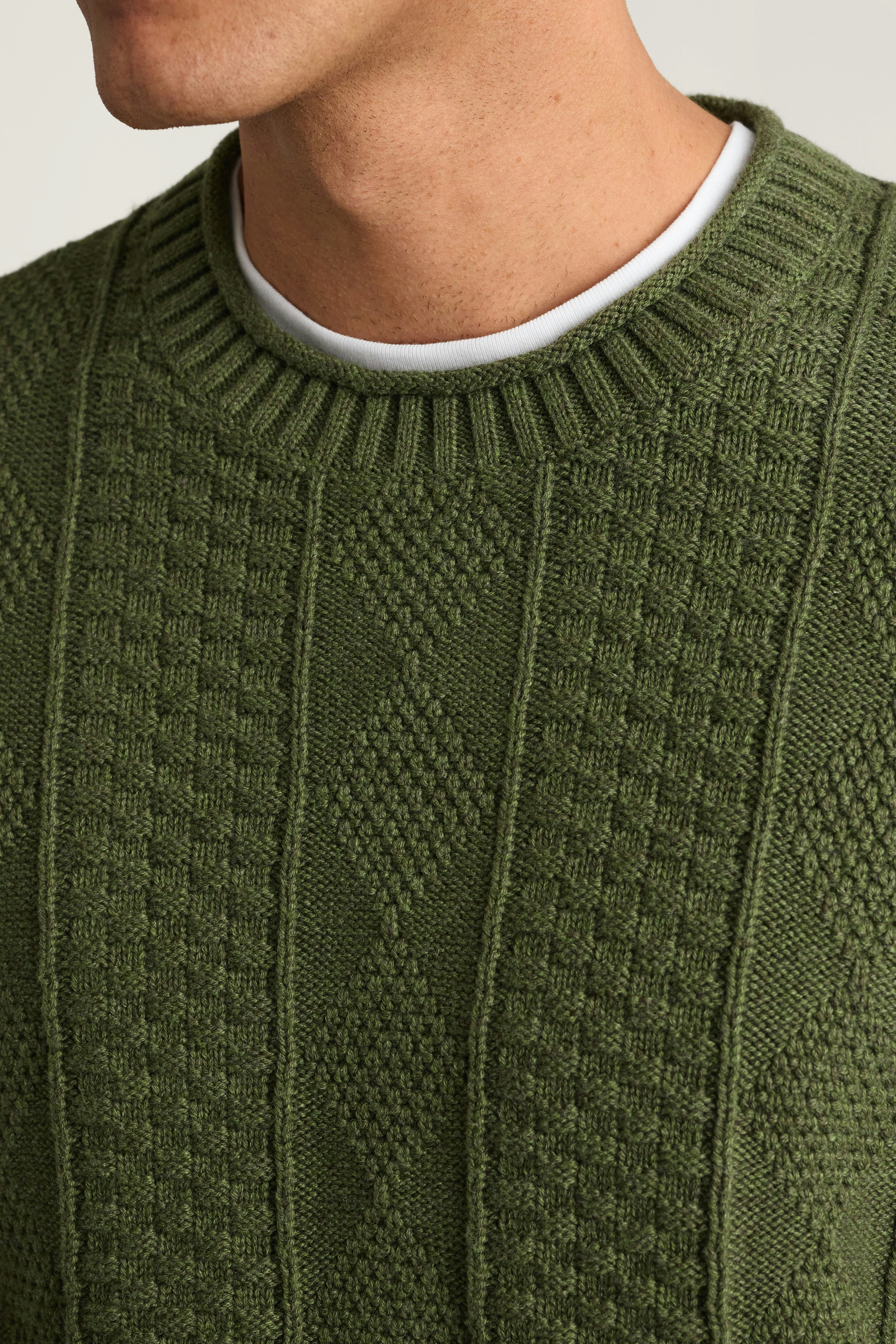 Cotton Cashmere Roll Neck Sweater olive green