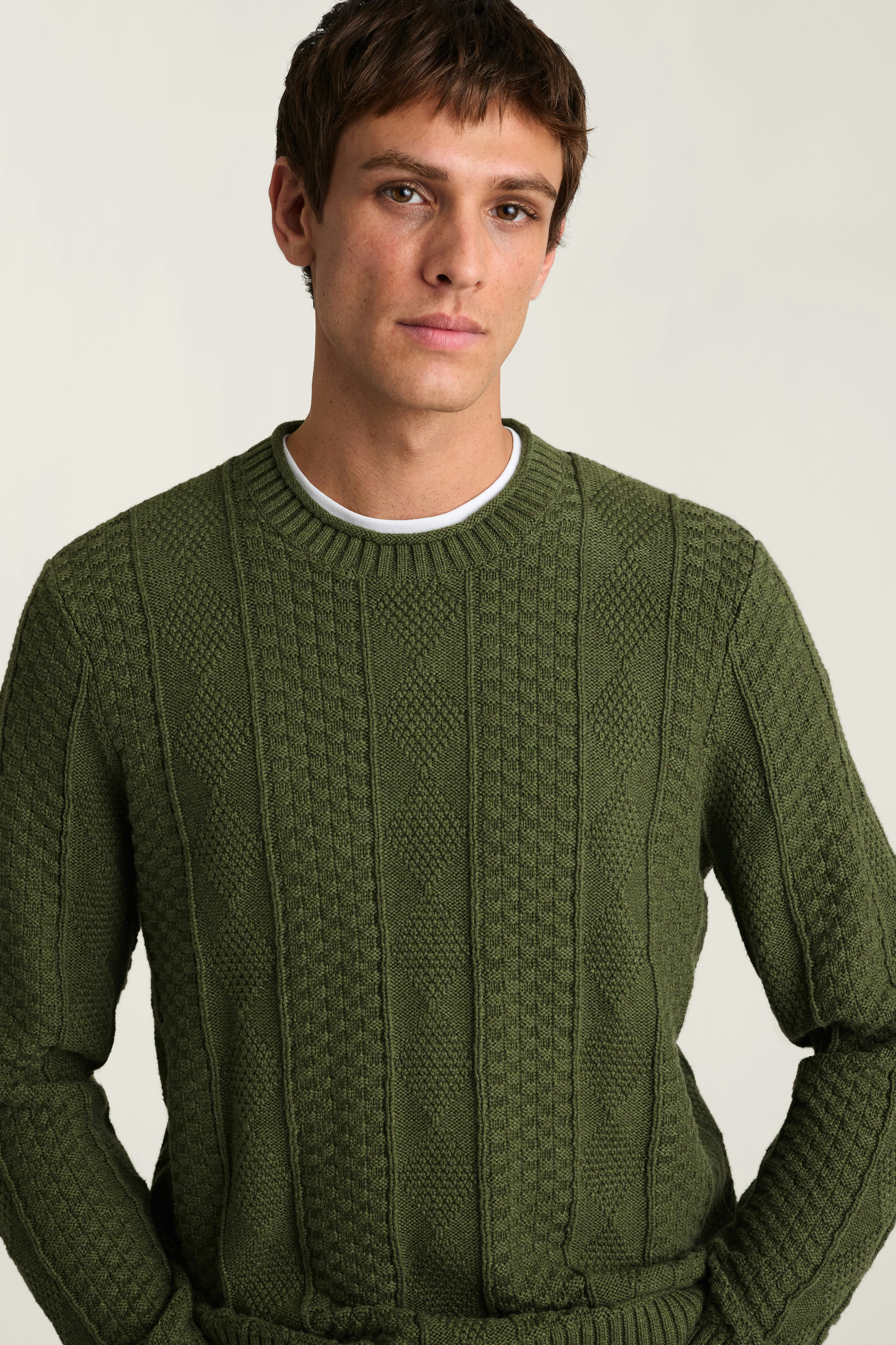 Cotton Cashmere Roll Neck Sweater olive green