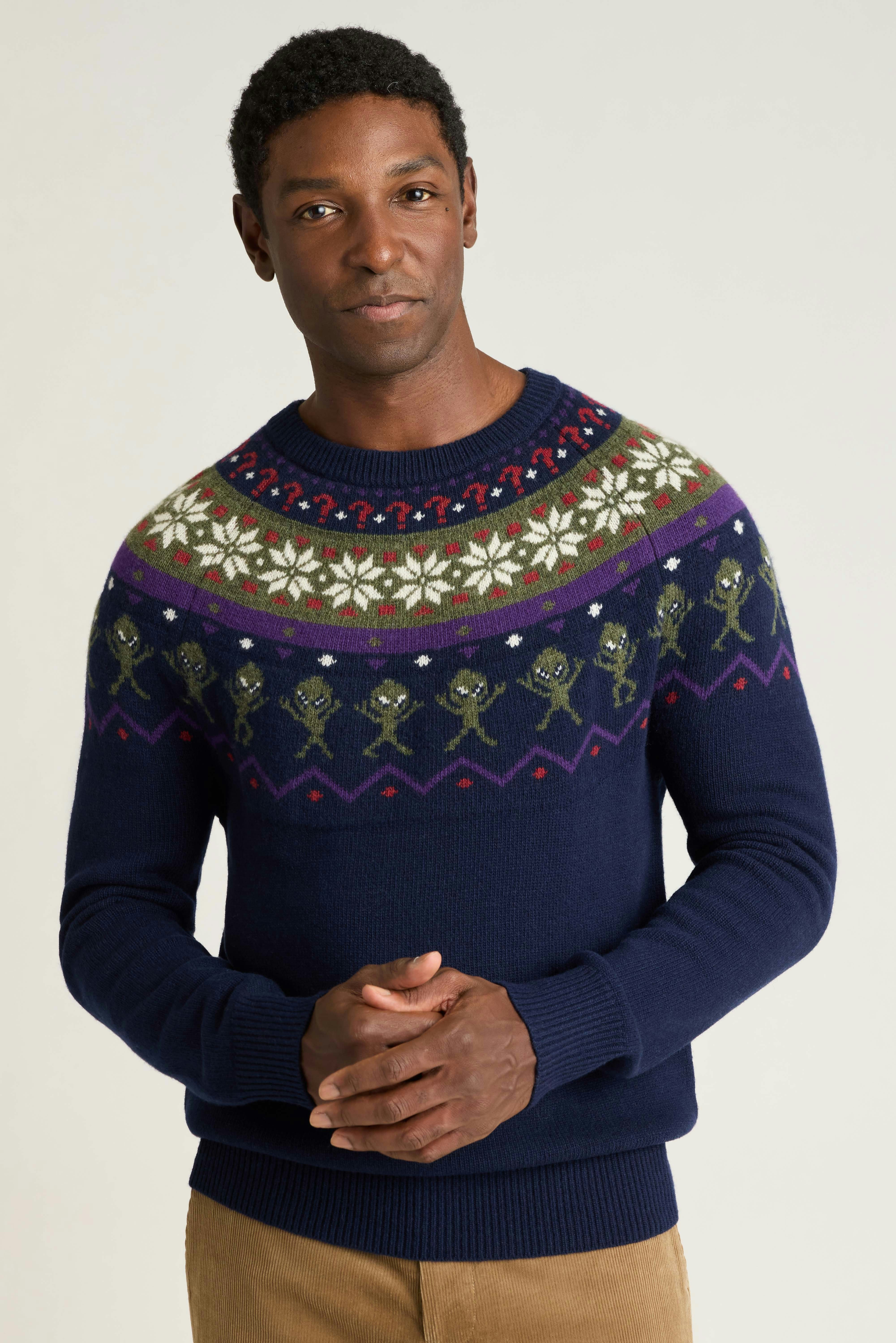Phone Home Fair Isle Sweater blue multi