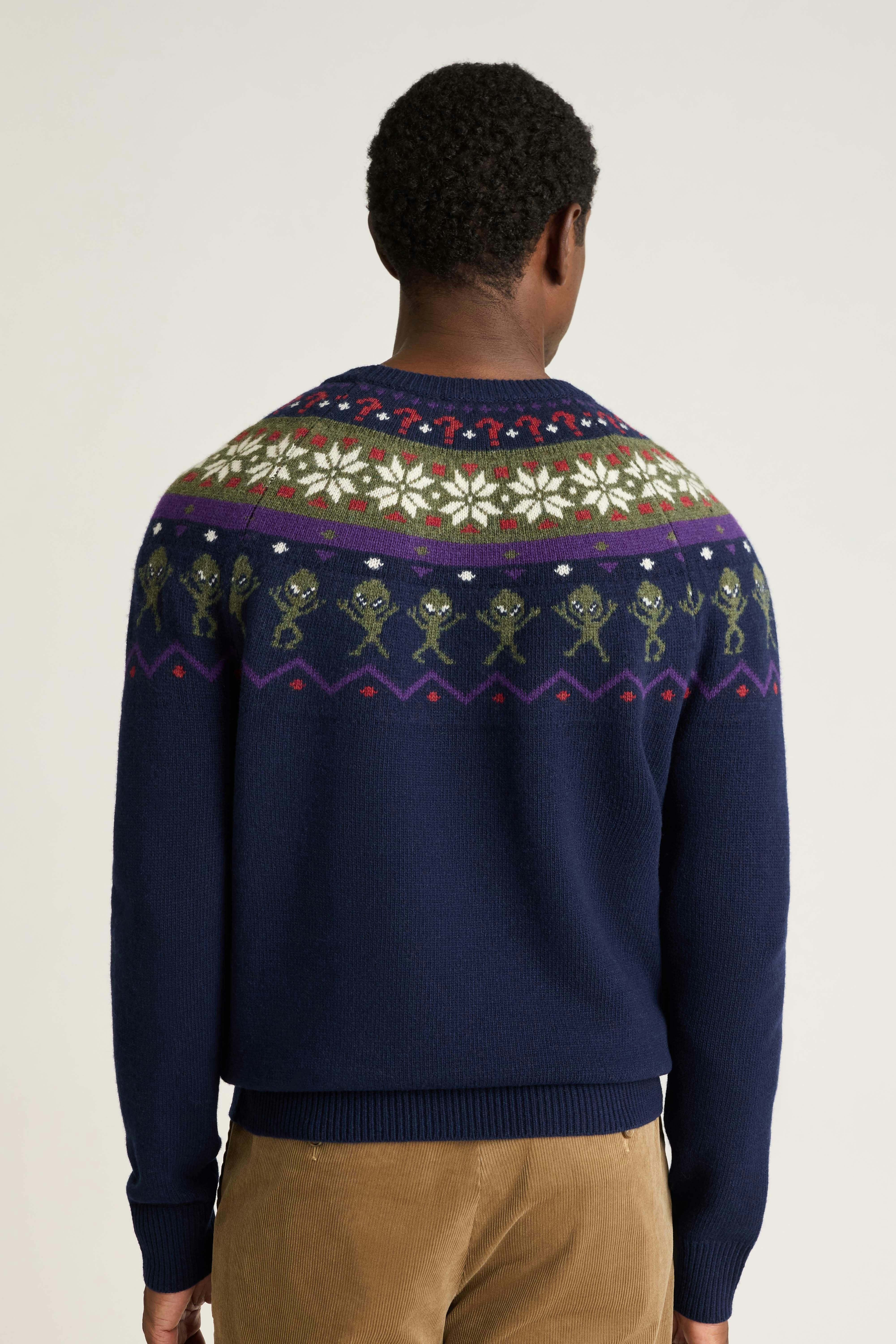 Phone Home Fair Isle Sweater blue multi