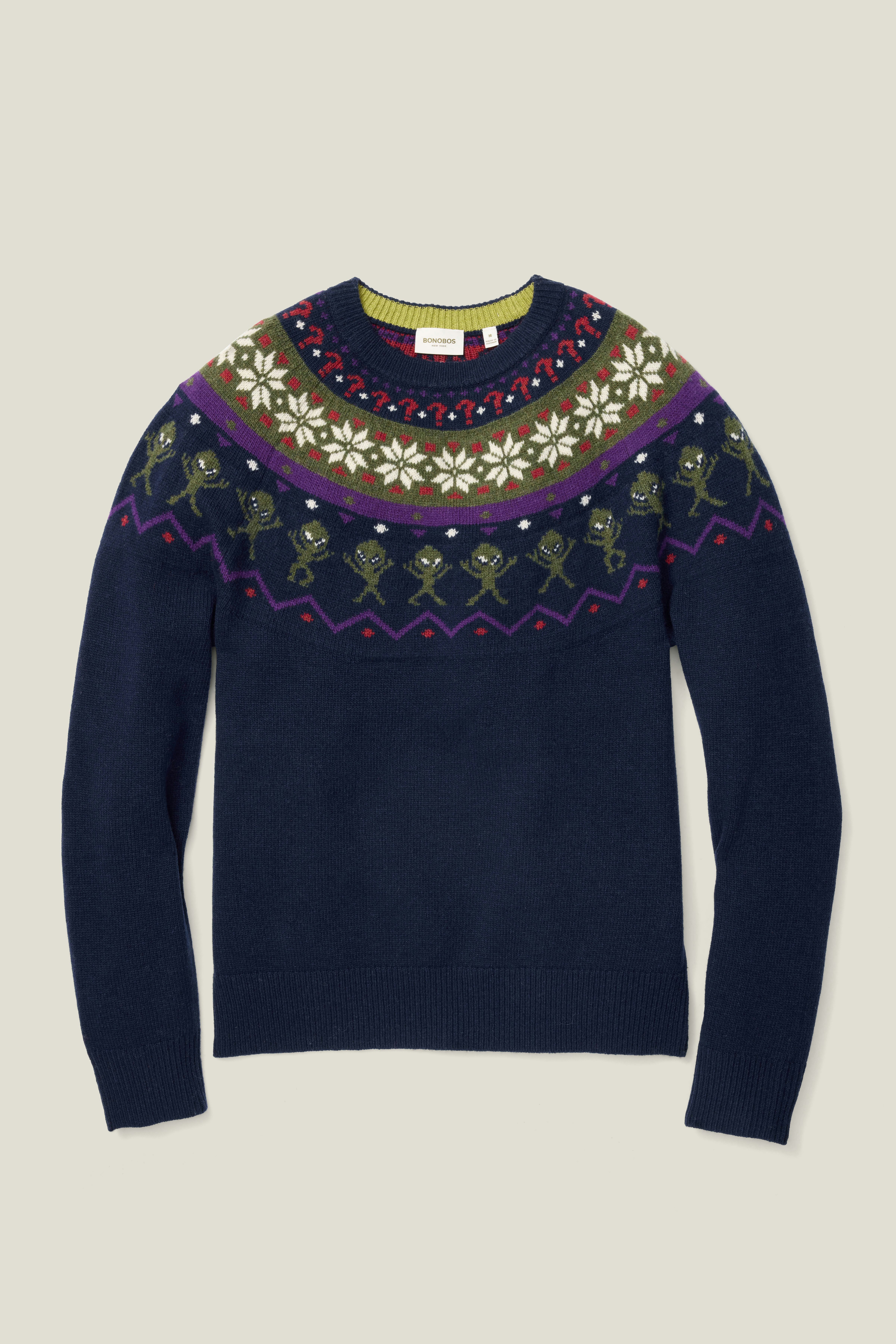 Phone Home Fair Isle Sweater blue multi