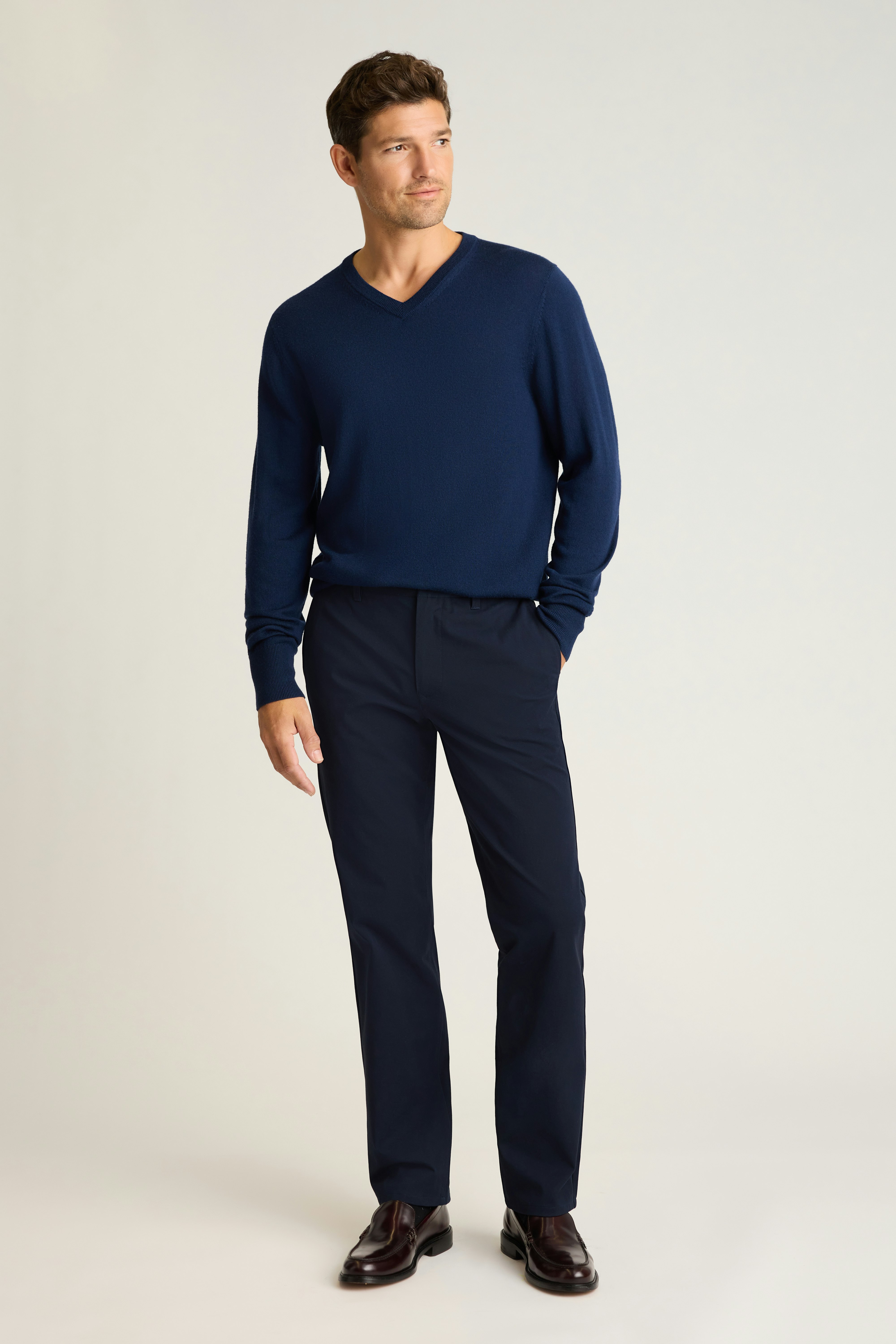 Washable Merino V-Neck Sweater navy