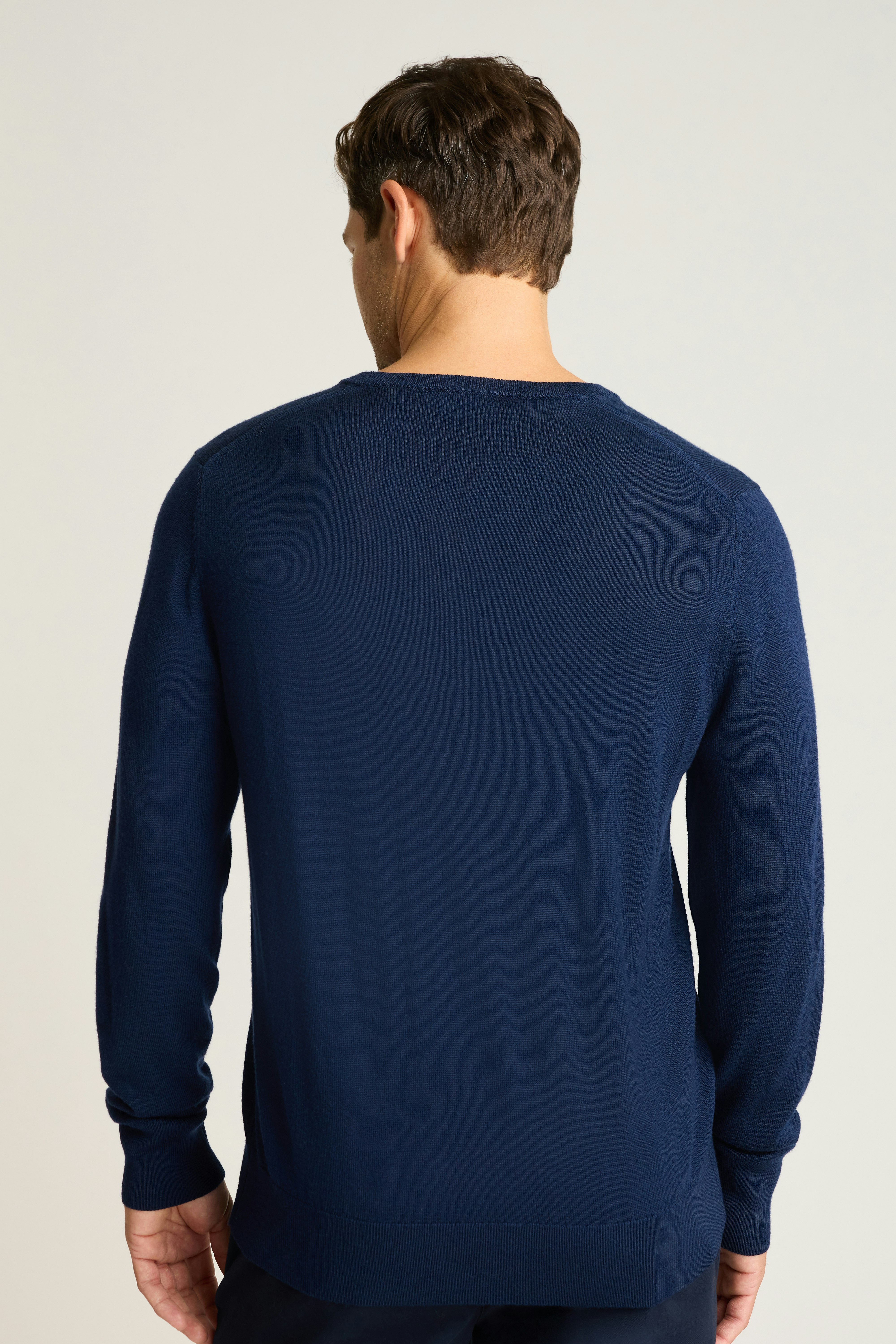 Washable Merino V-Neck Sweater navy