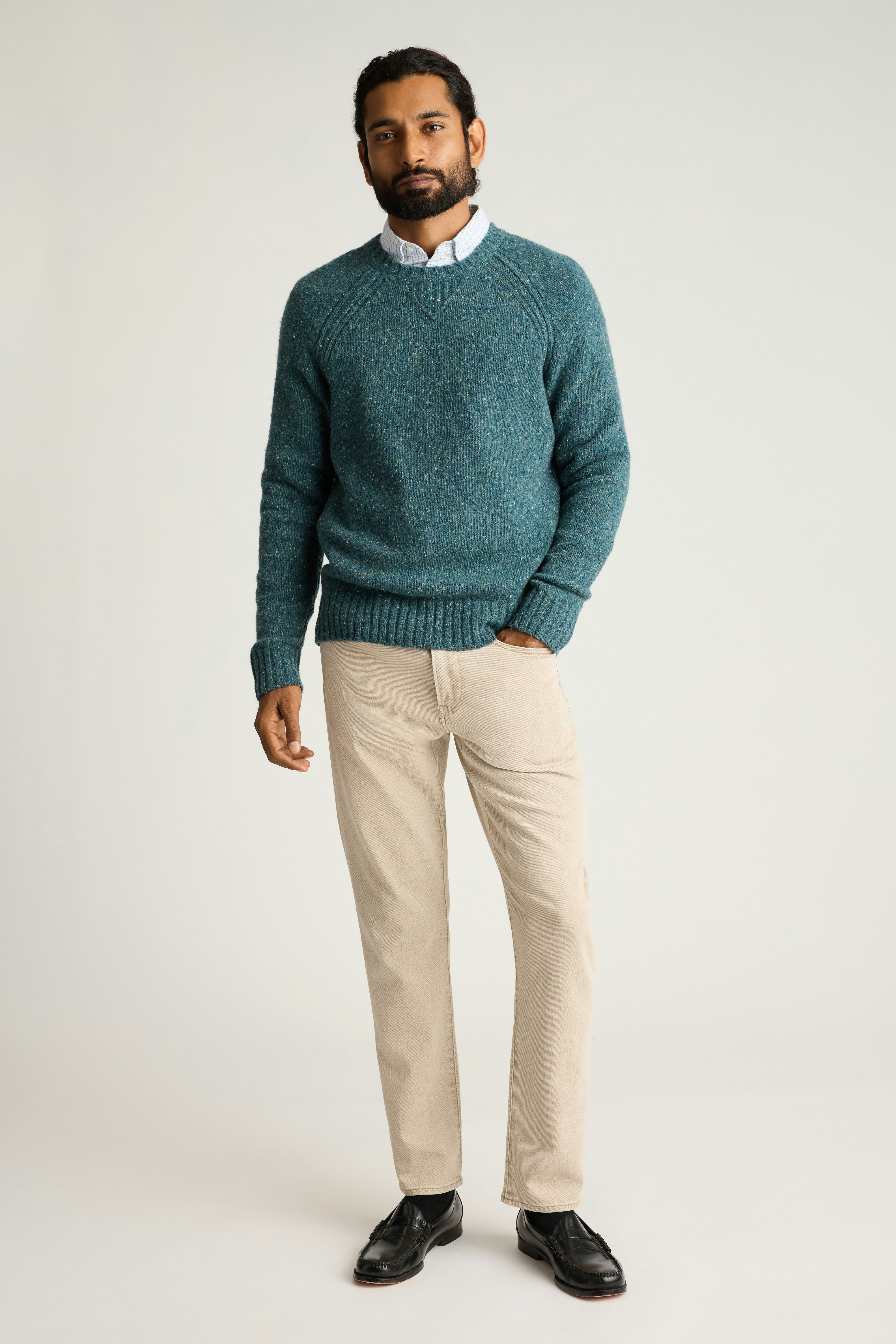 Donegal Crew Neck Sweater mid blue