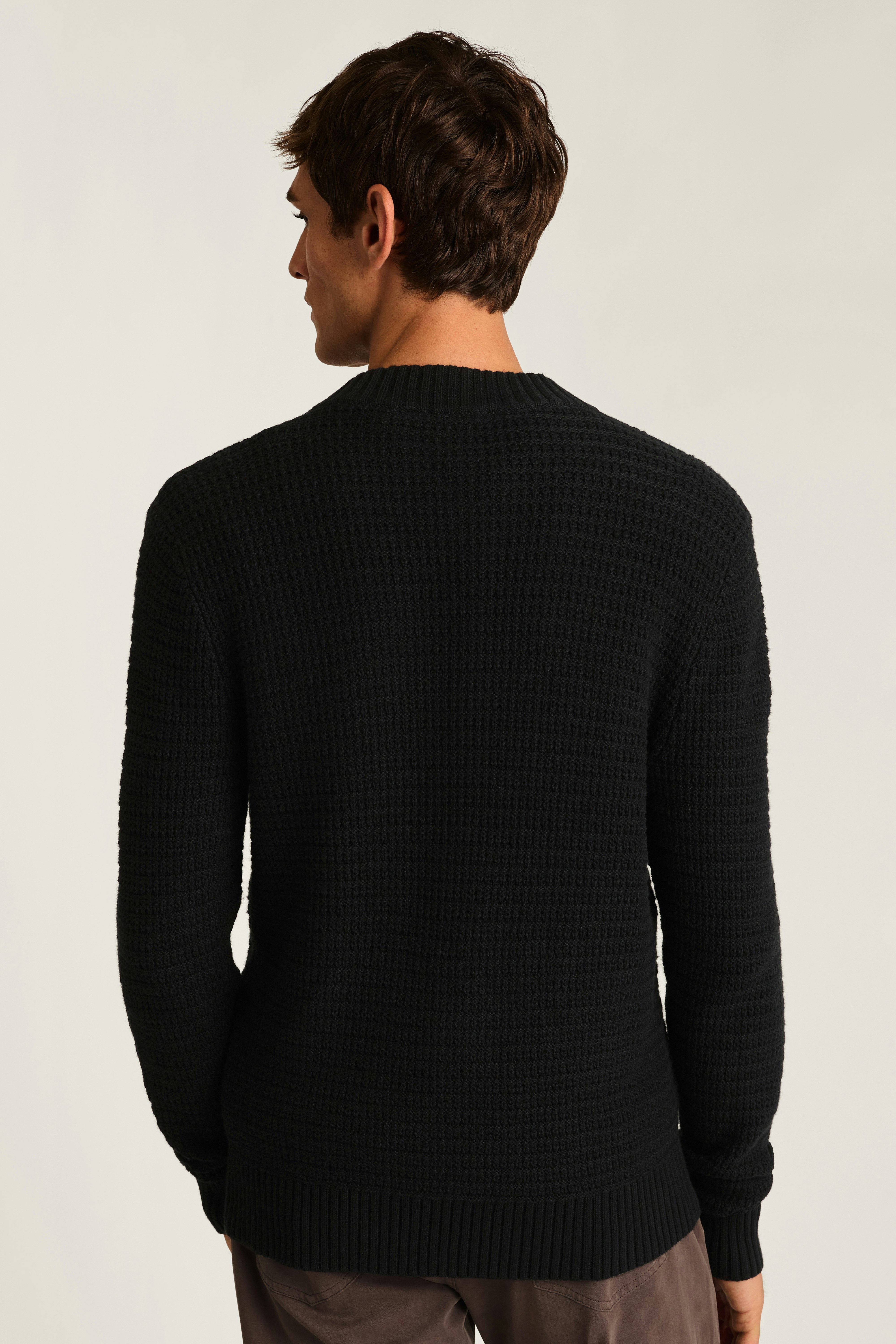 Cotton Cashmere Henley Sweater black