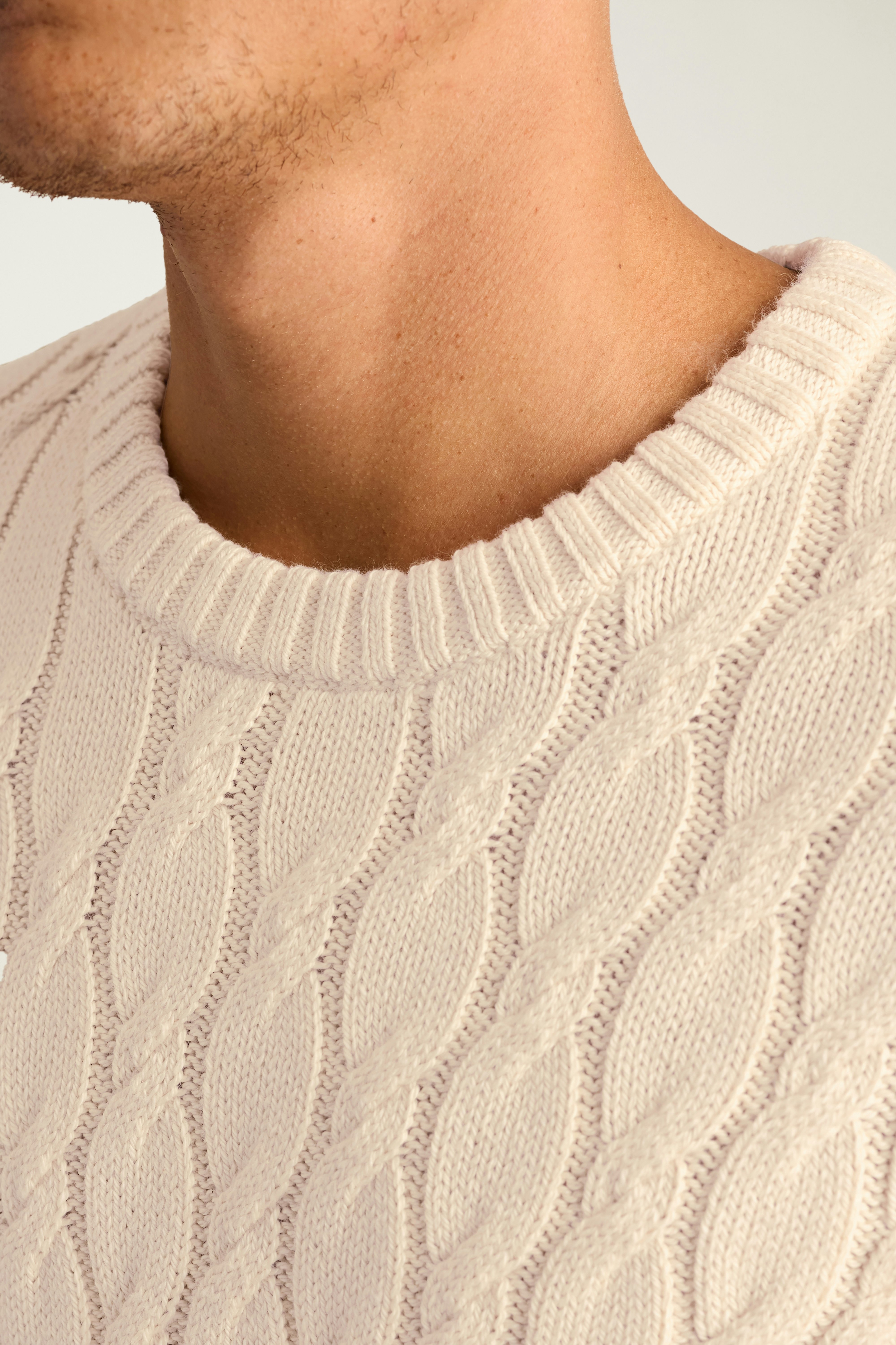 Italian Cotton Cable Sweater cream