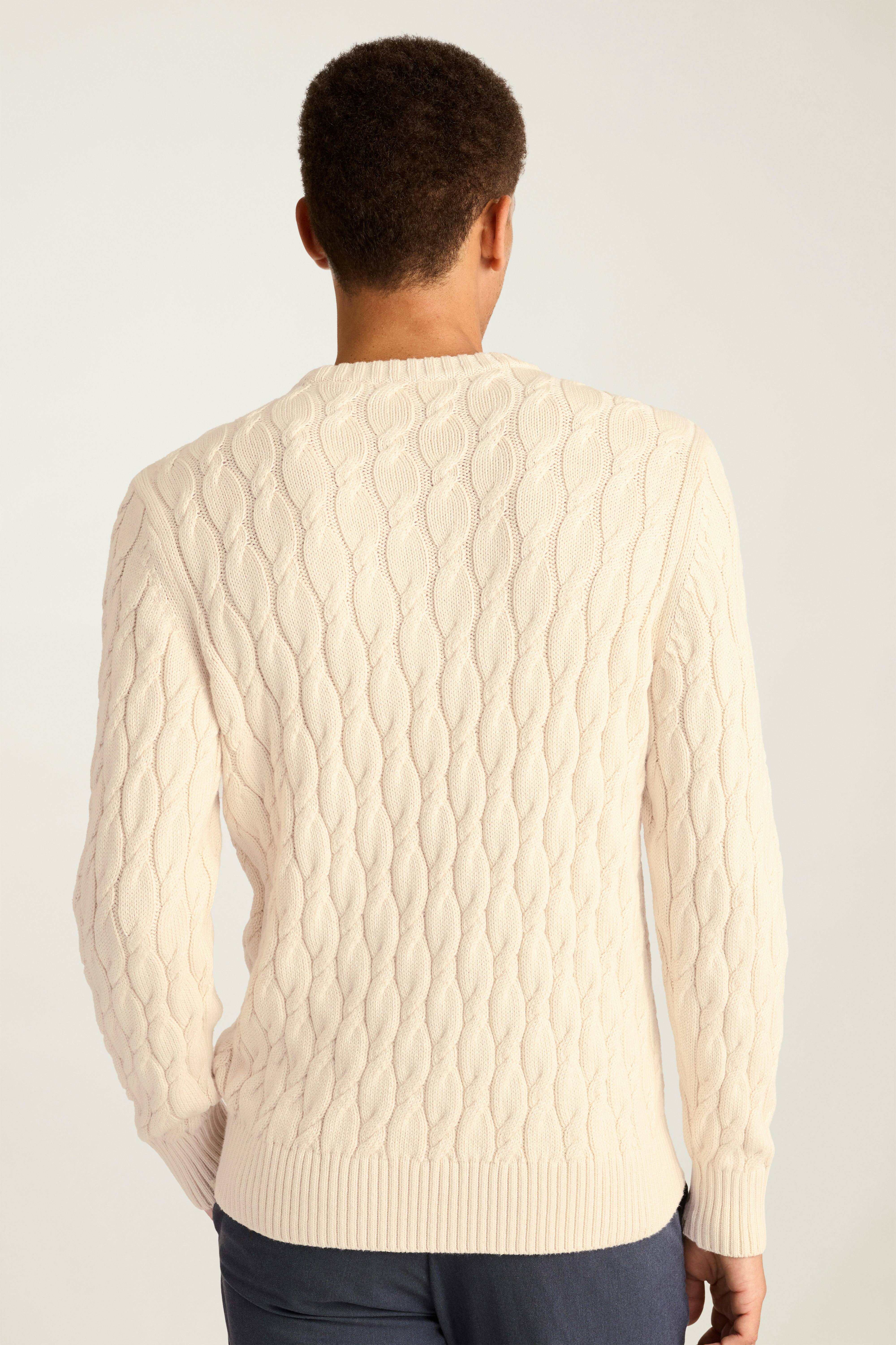 Italian Cotton Cable Sweater cream