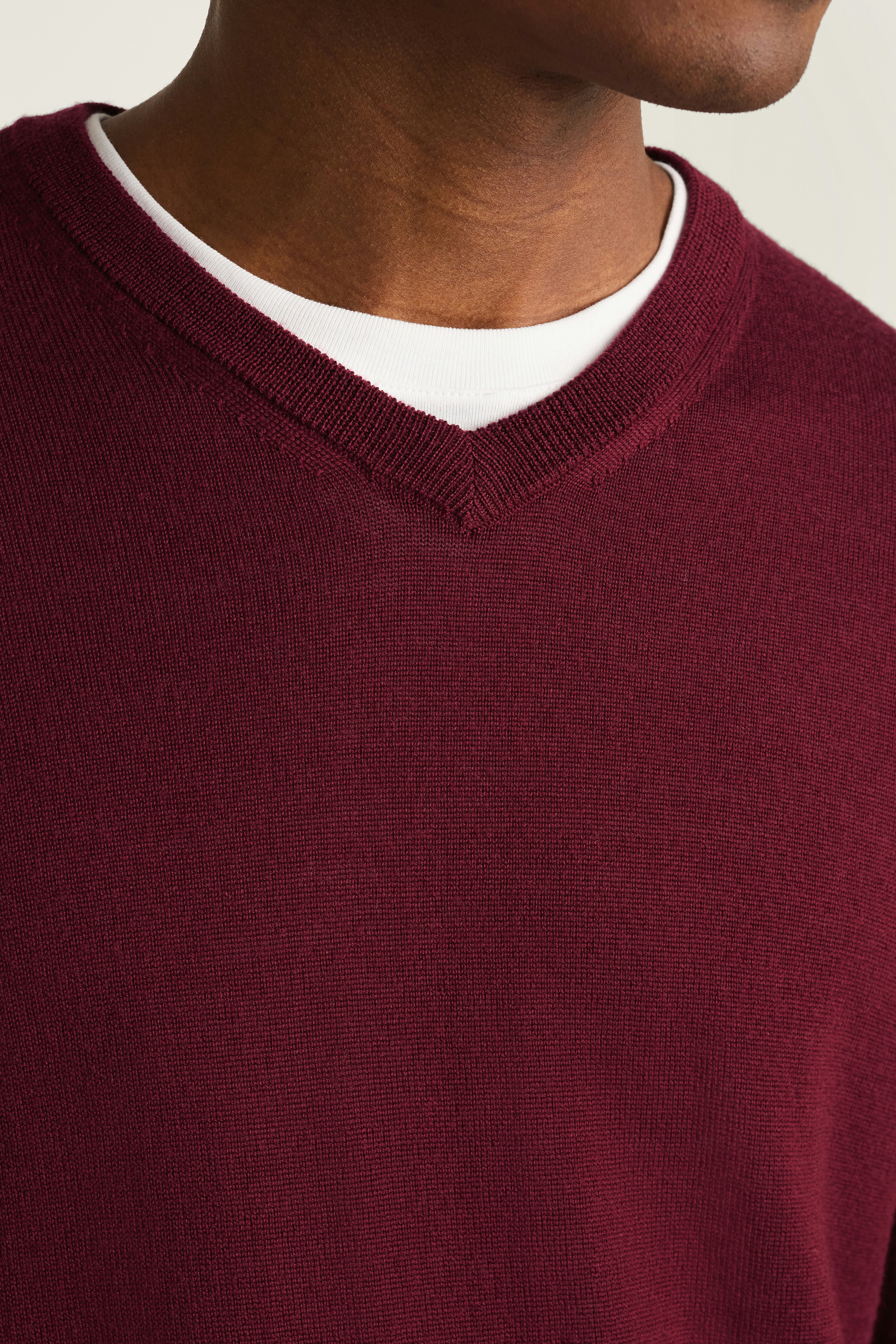 Washable Merino V-Neck Sweater bordeaux