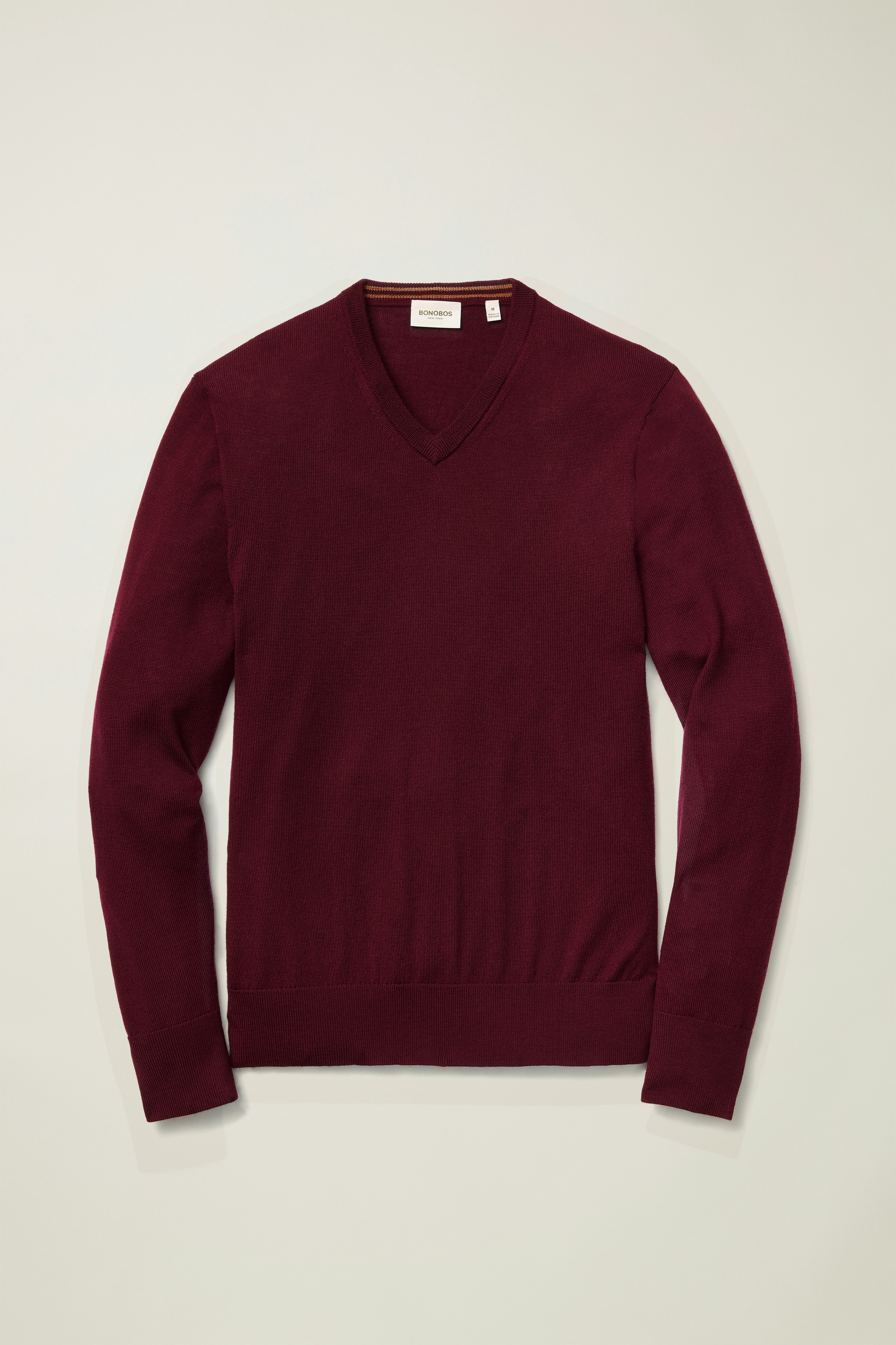 Washable Merino V-Neck Sweater bordeaux