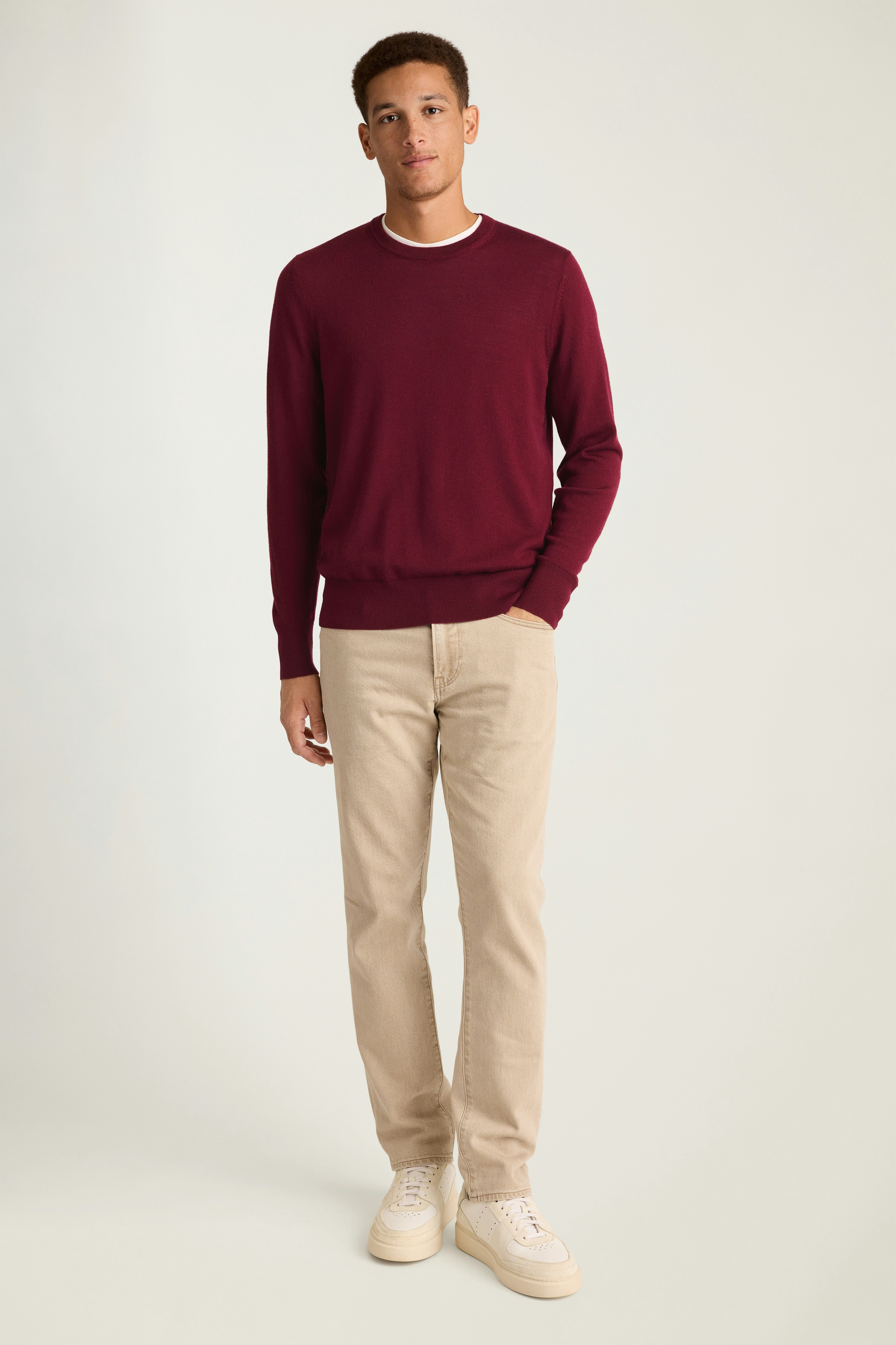 Washable Merino Crew Neck Sweater bordeaux