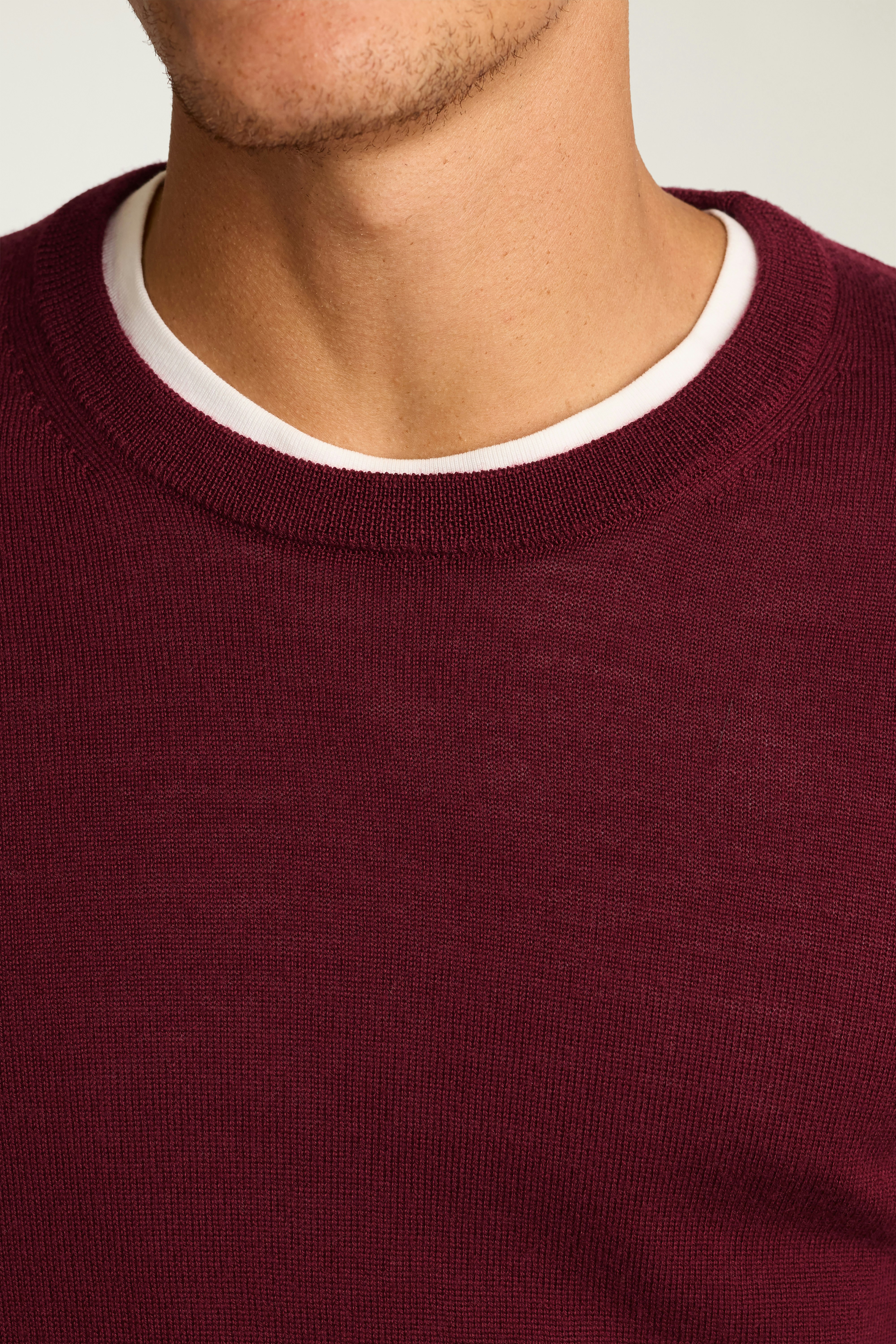 Washable Merino Crew Neck Sweater bordeaux