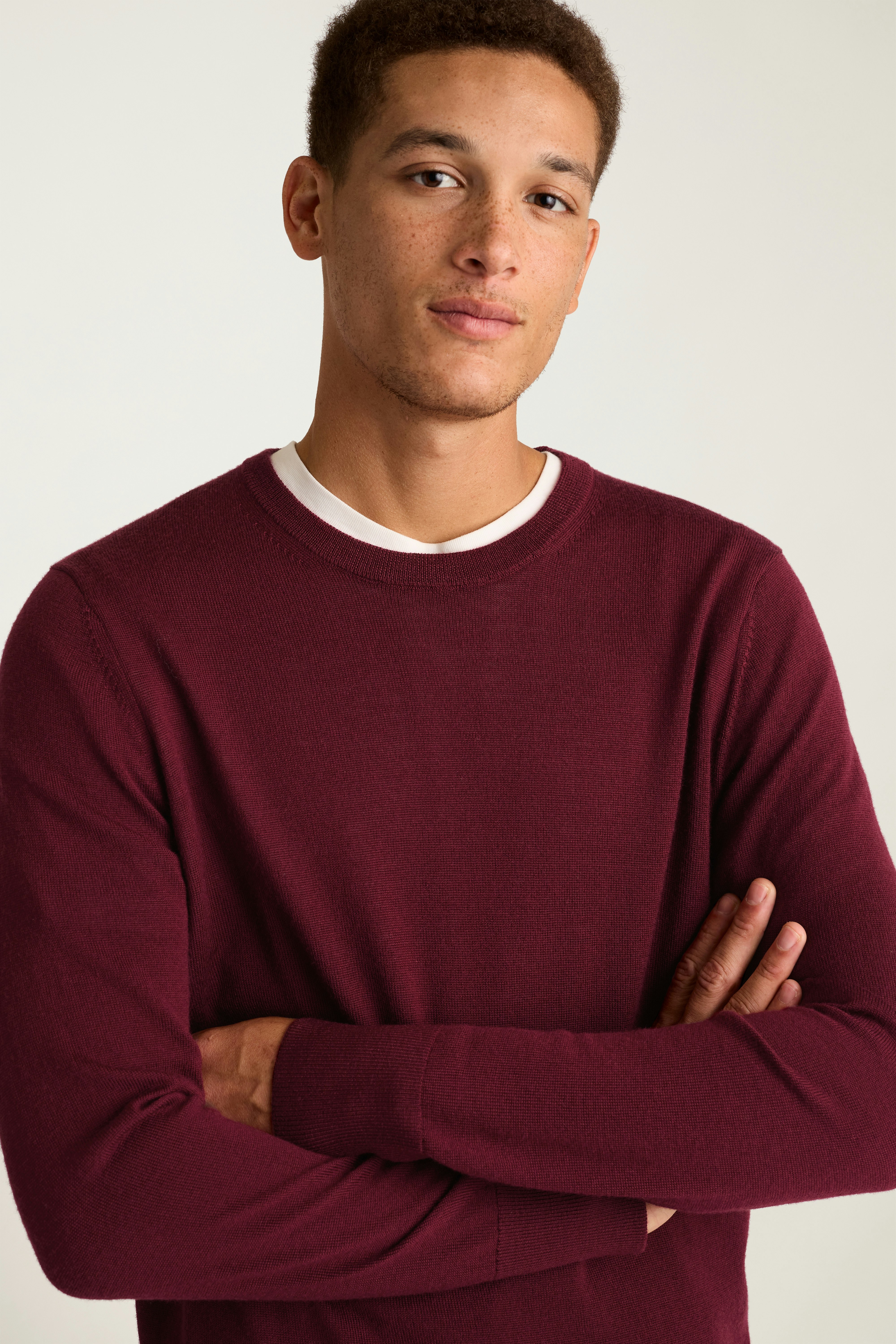 Washable Merino Crew Neck Sweater bordeaux
