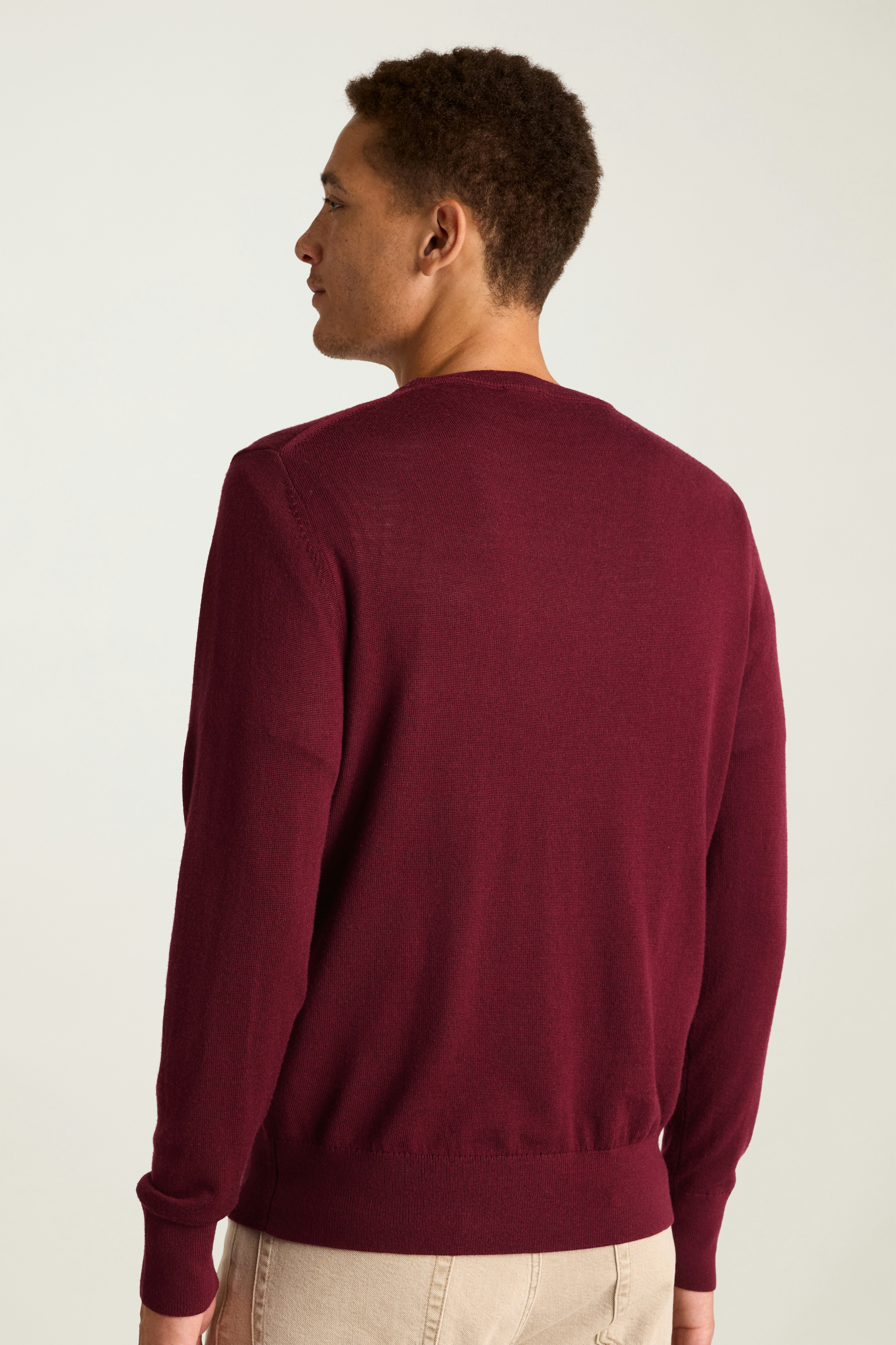 Washable Merino Crew Neck Sweater bordeaux
