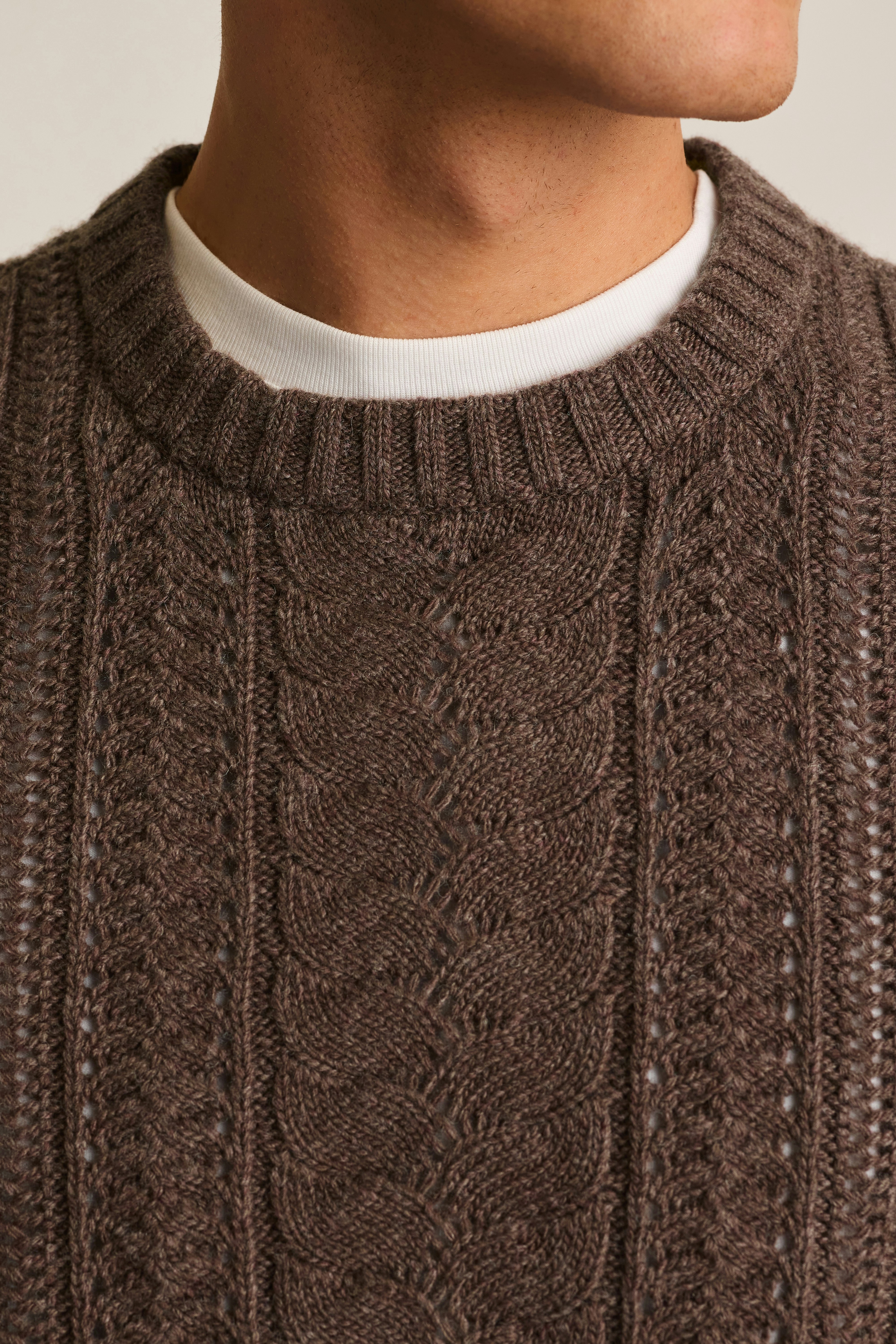 Merino Cable Sweater cocoa brown