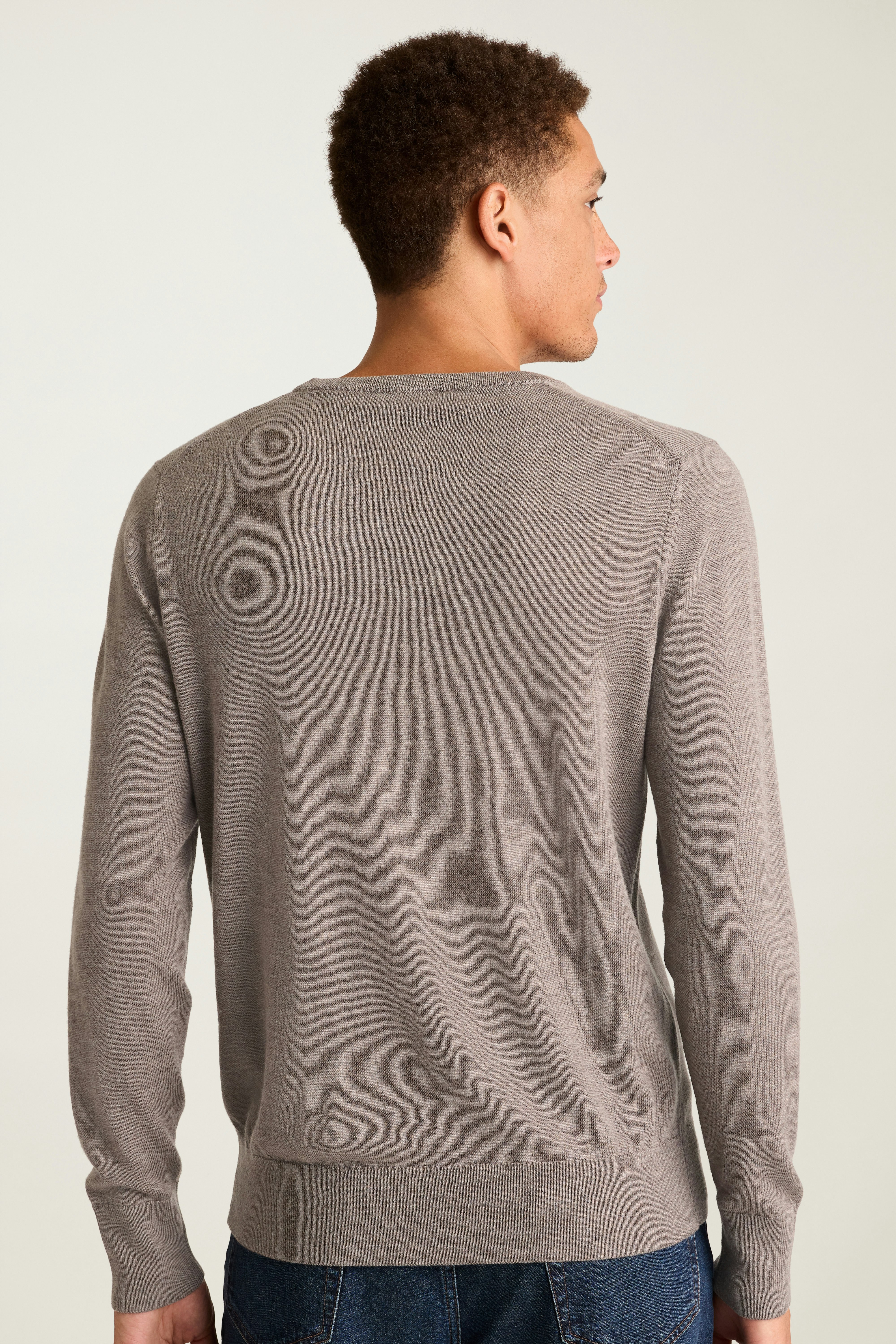 Washable Merino Crew Neck Sweater taupe heather