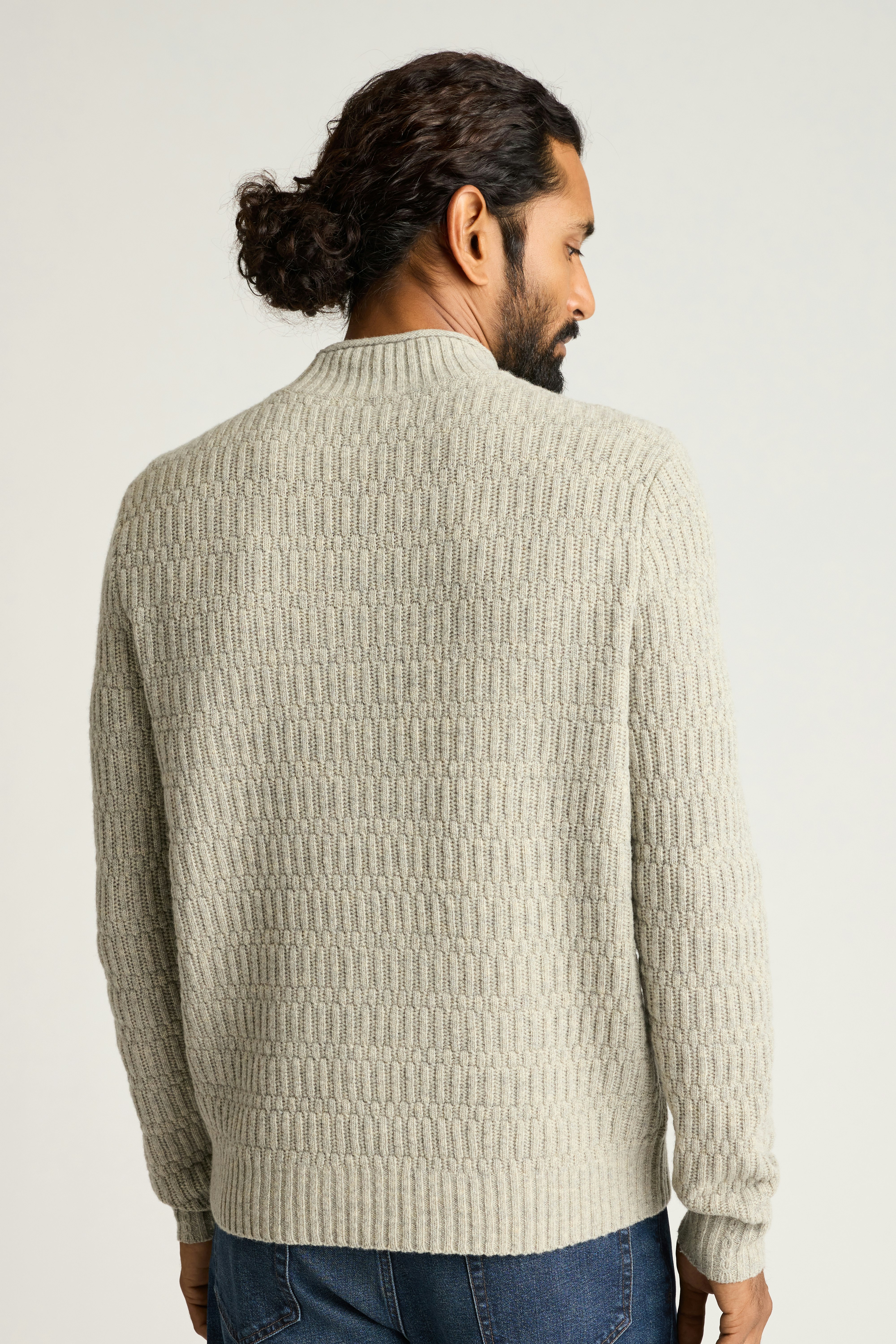 Merino Blend Mock Neck Sweater light grey heather
