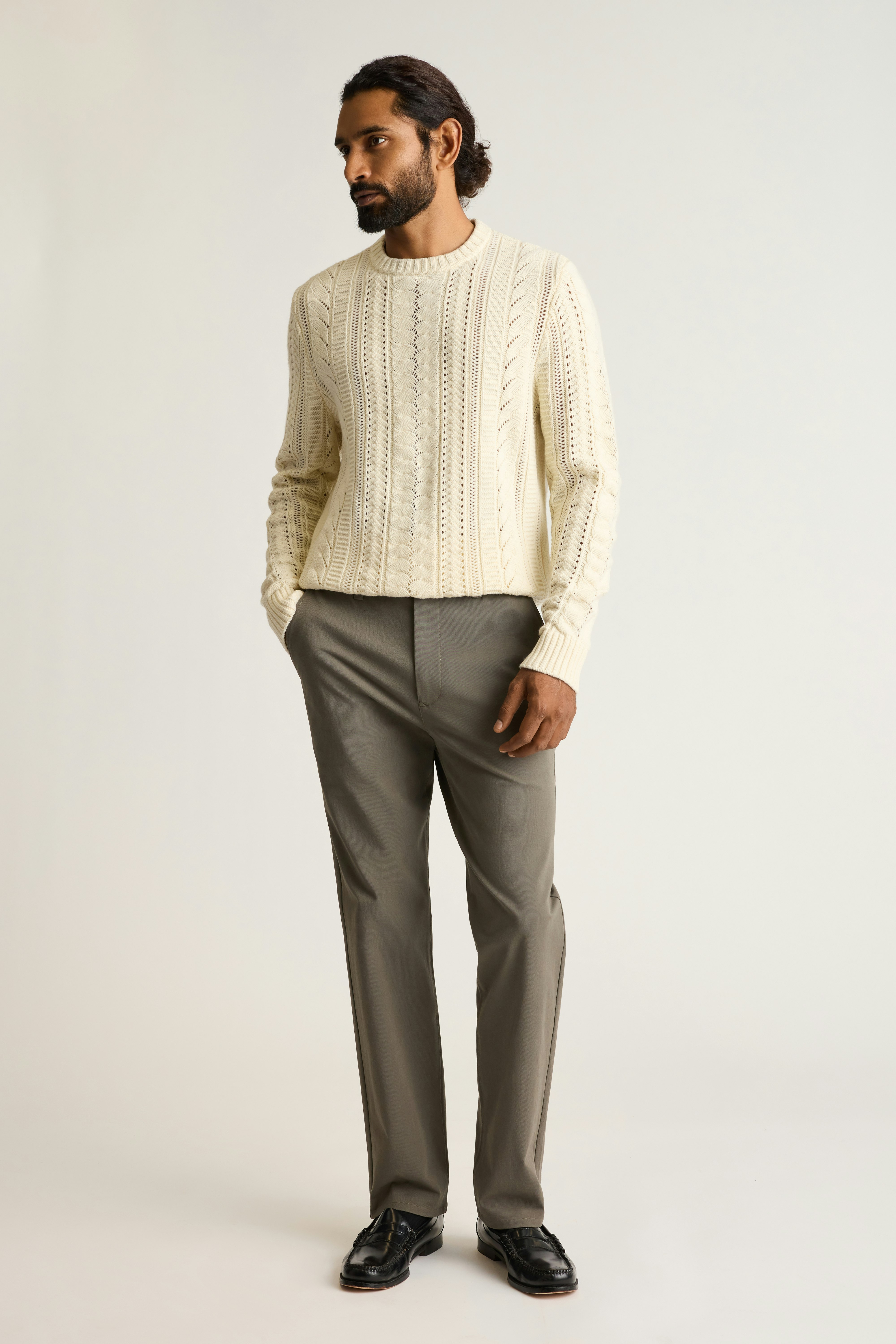 Merino Cable Sweater winter white