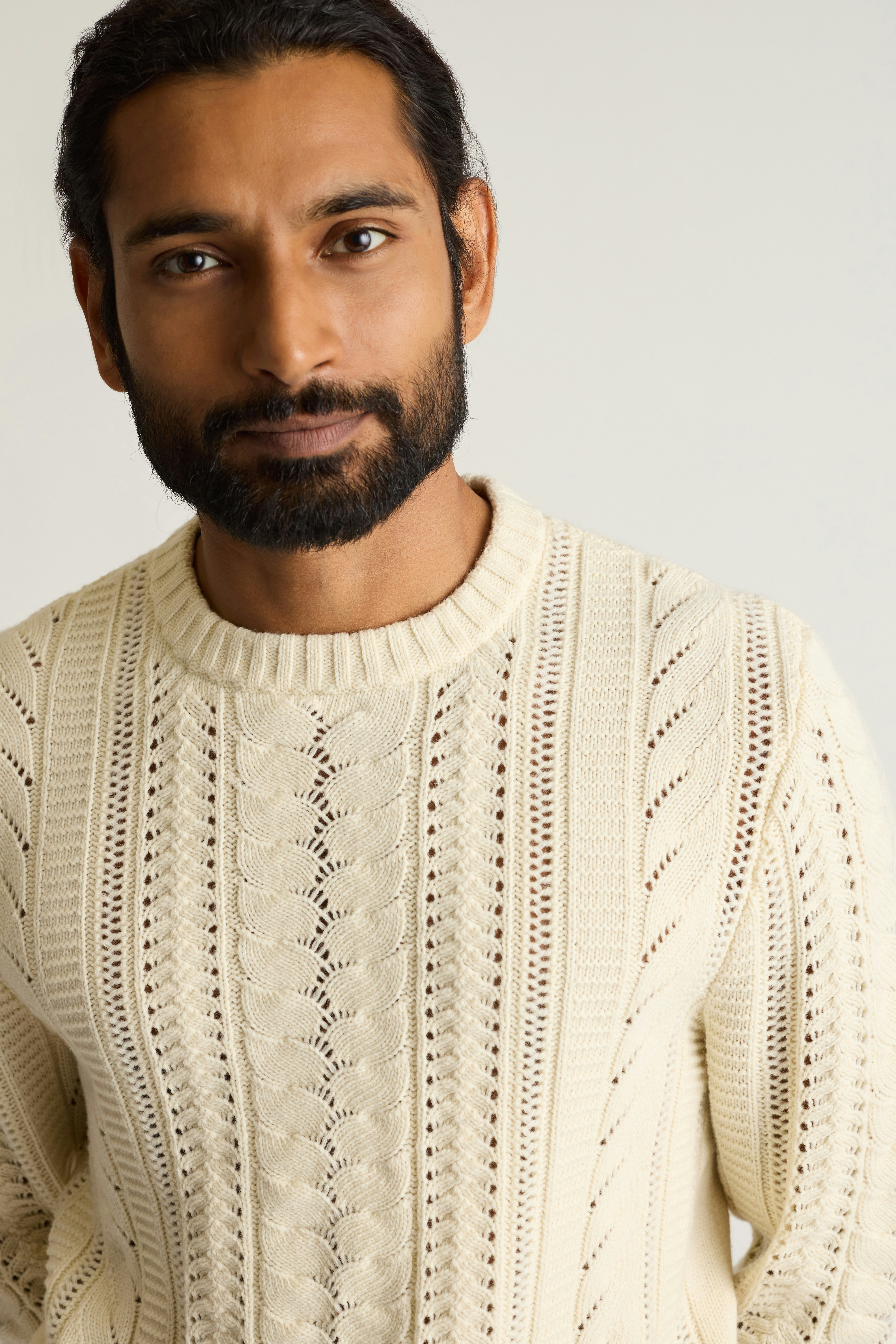 Merino Cable Sweater winter white