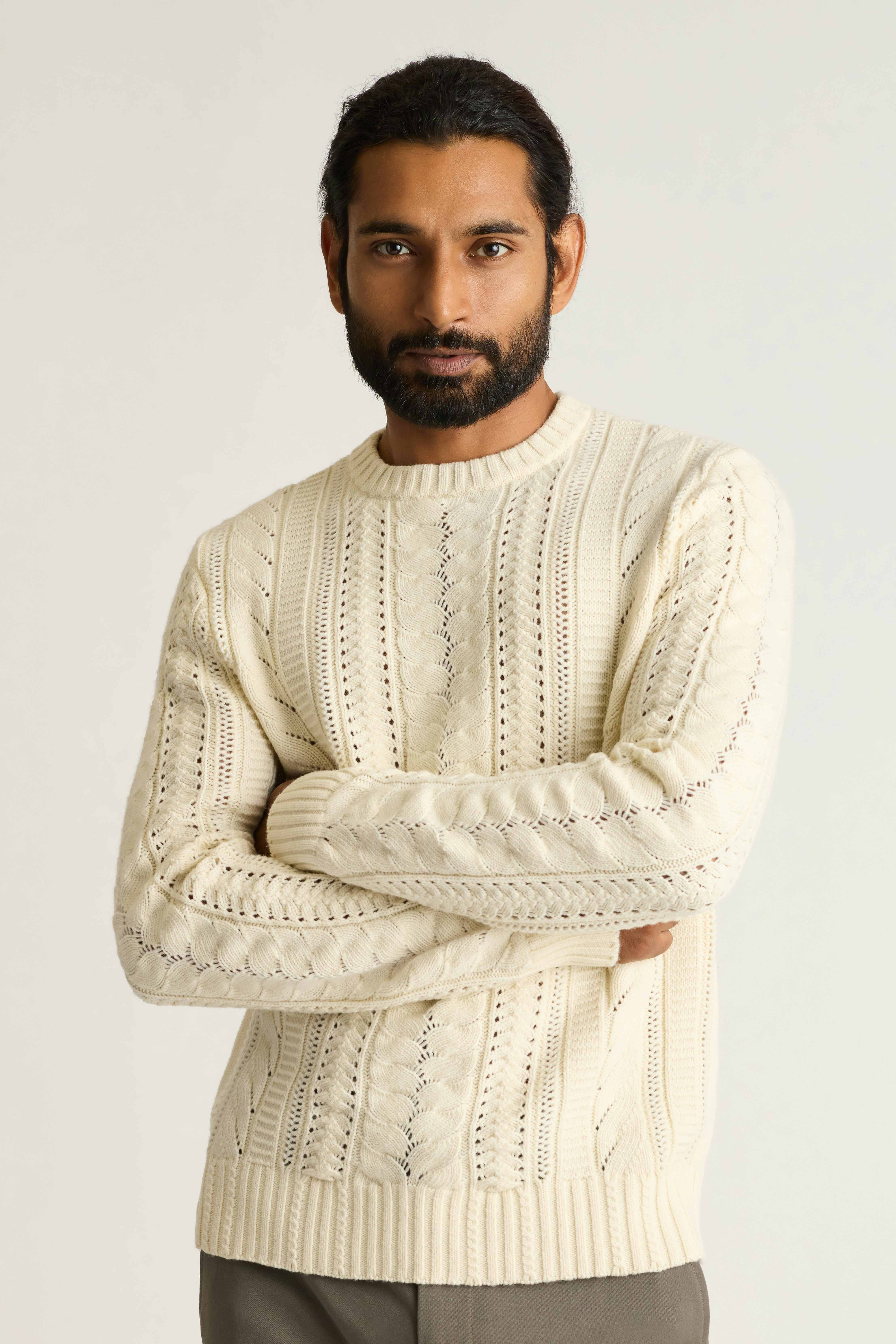 Merino Cable Sweater winter white