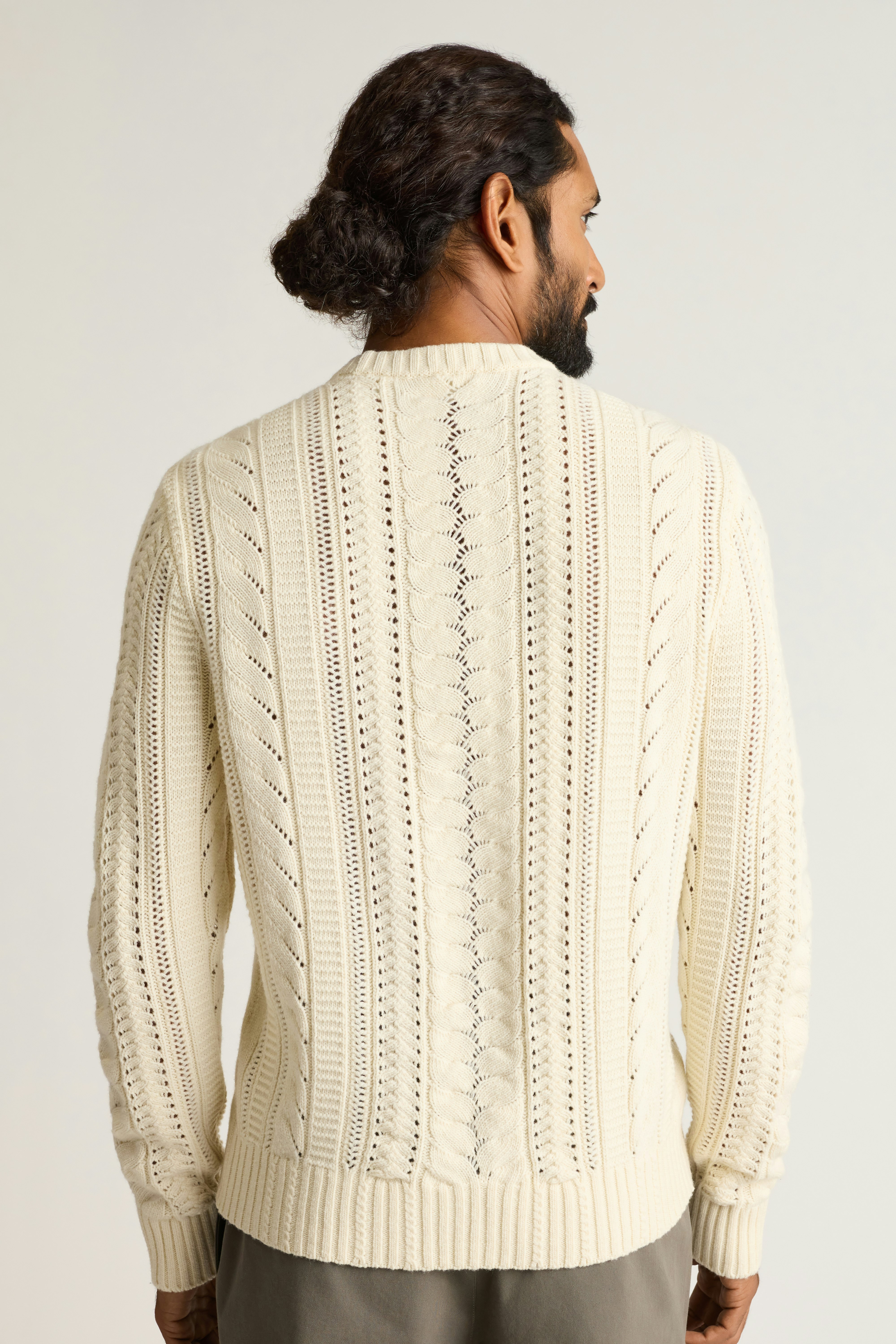 Merino Cable Sweater winter white