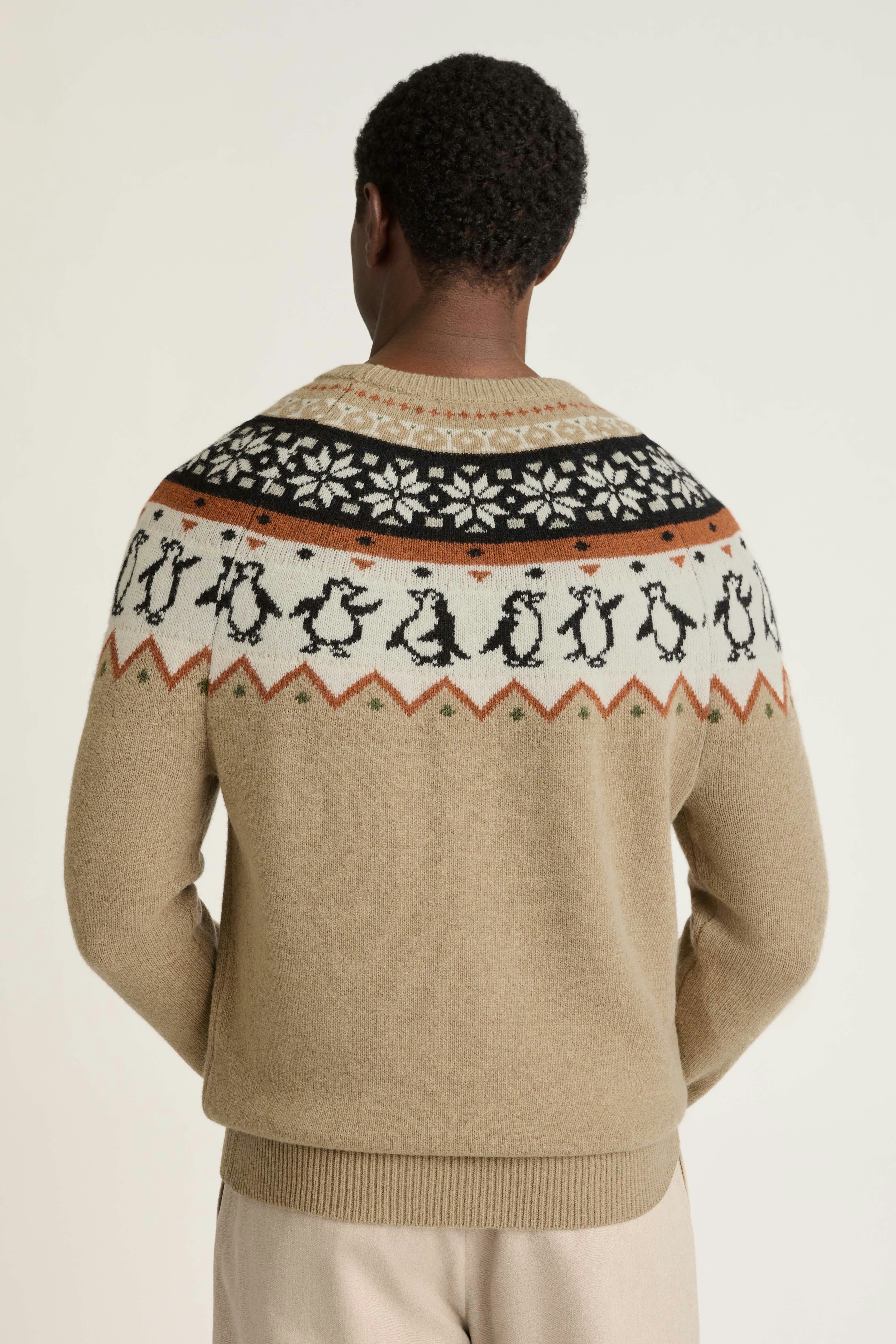 Disco Penguin Fair Isle Sweater winter white multi