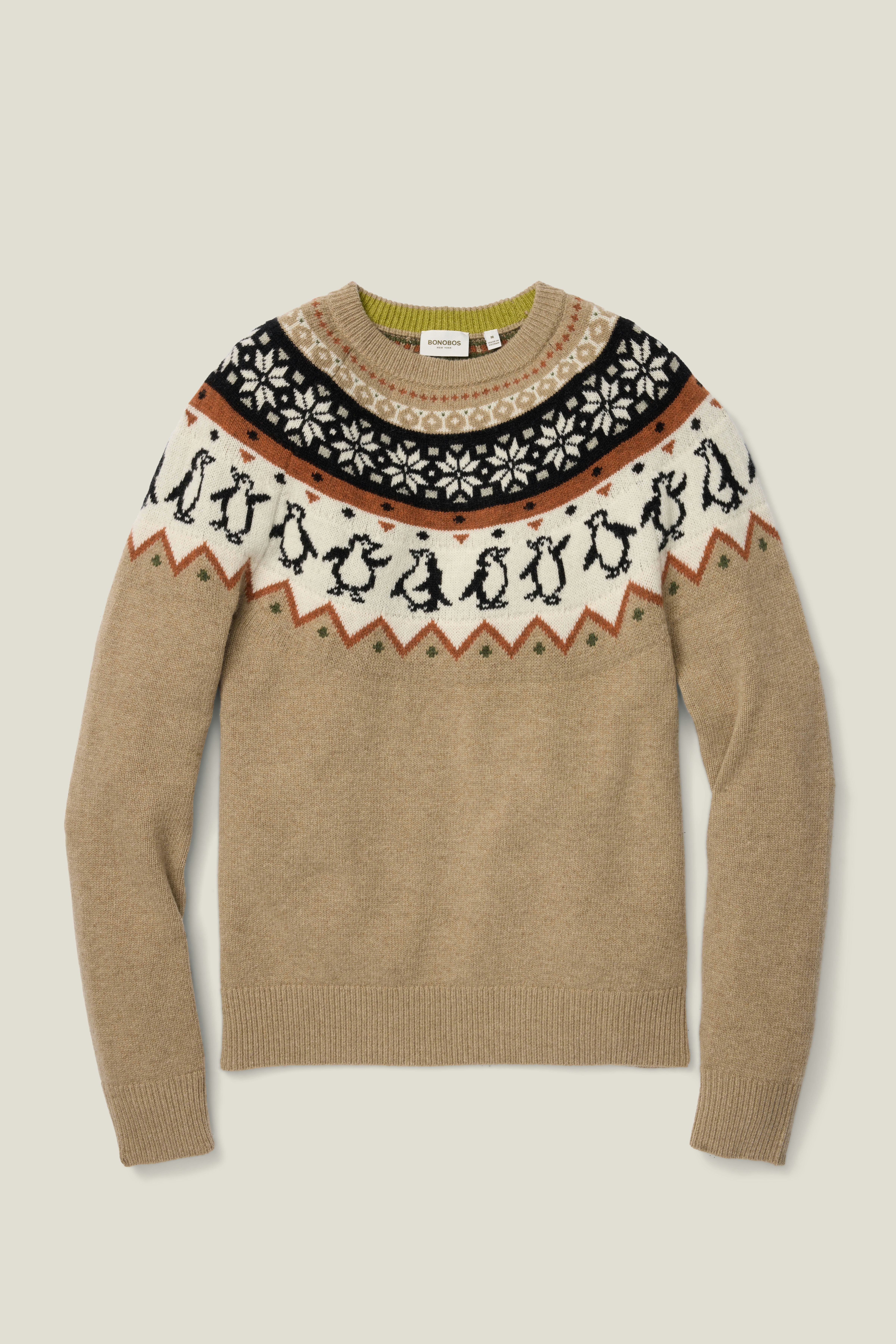 Disco Penguin Fair Isle Sweater winter white multi
