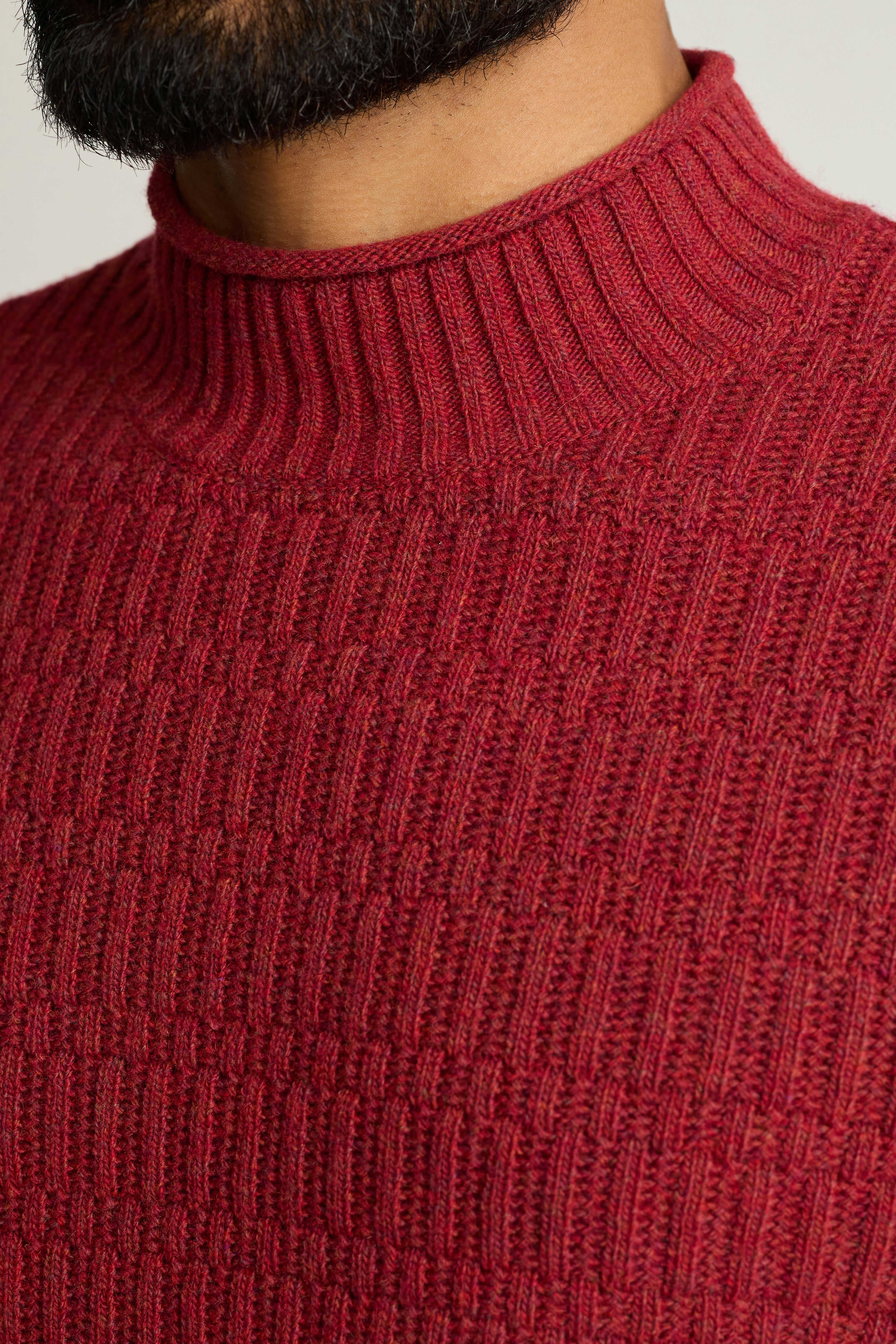 Merino Blend Mock Neck Sweater light red