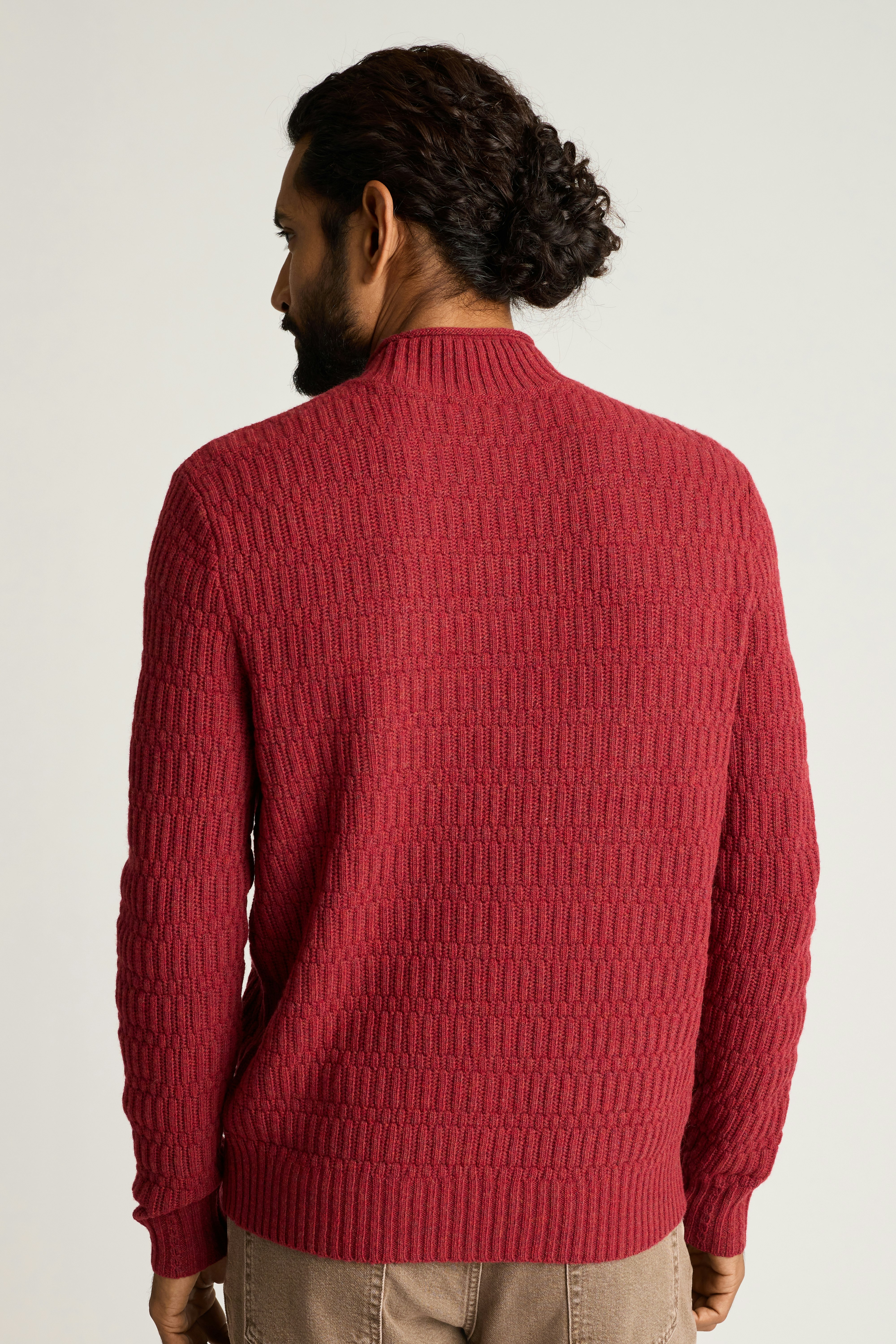 Merino Blend Mock Neck Sweater light red