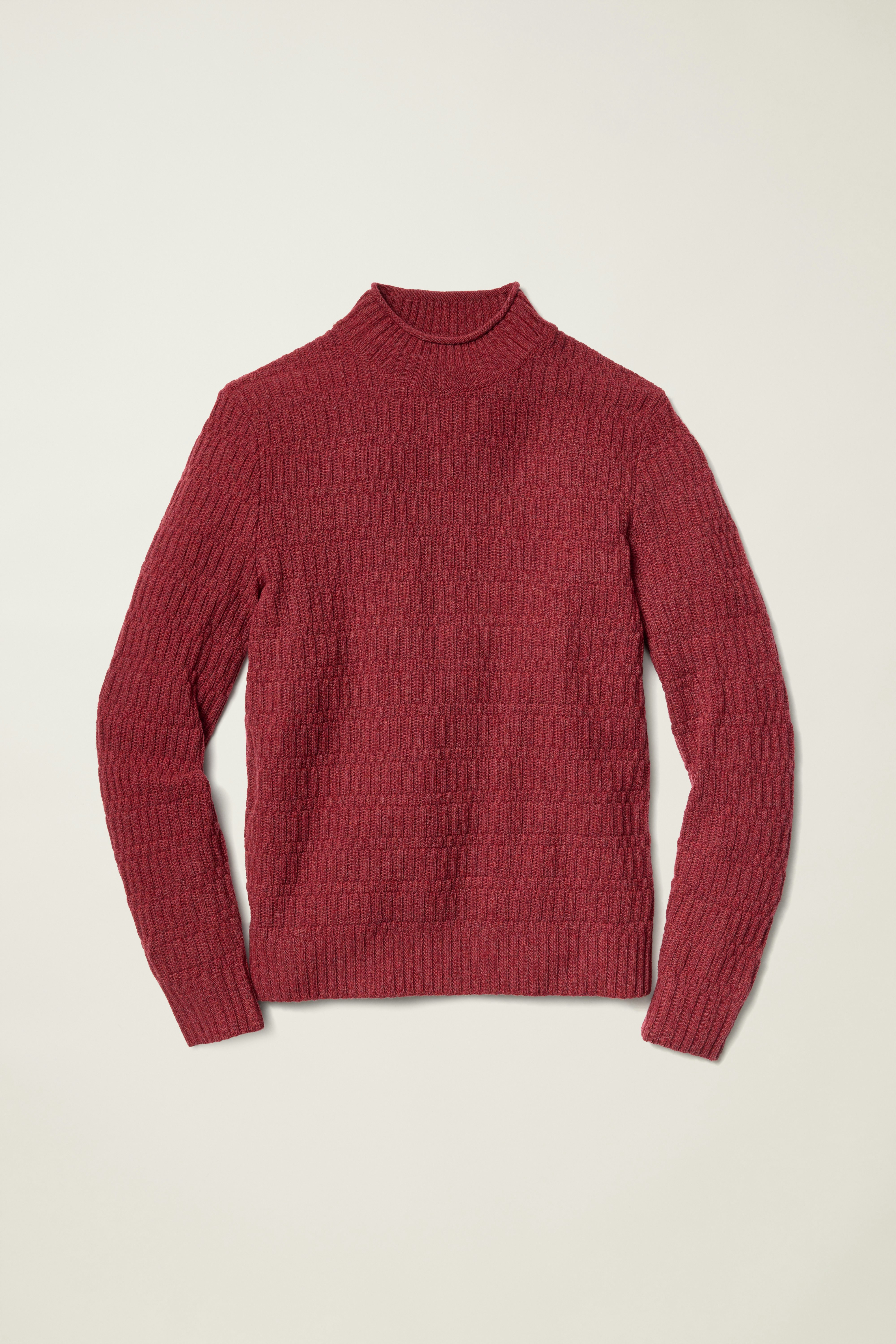 Merino Blend Mock Neck Sweater light red