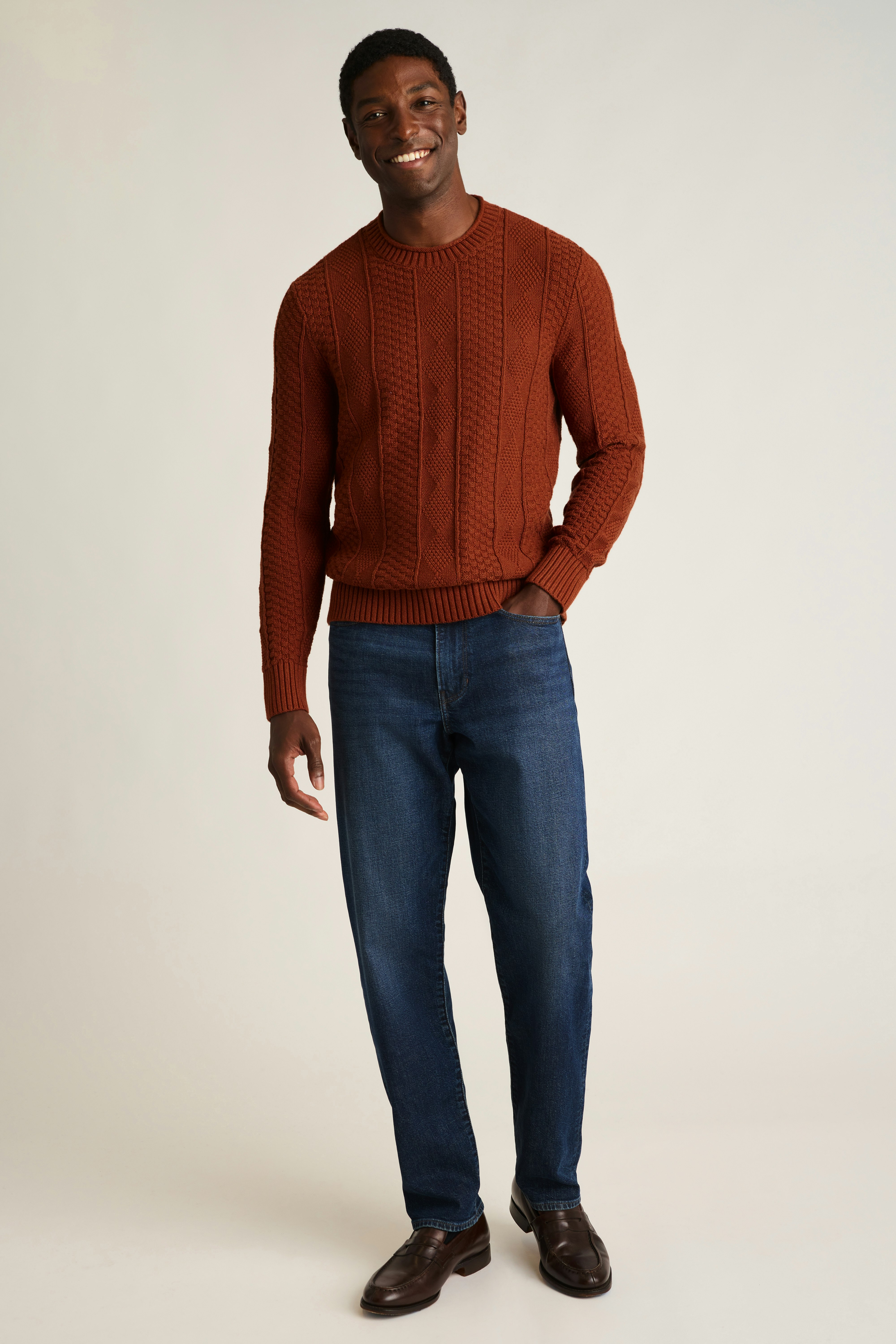 Cotton Cashmere Roll Neck Sweater rust