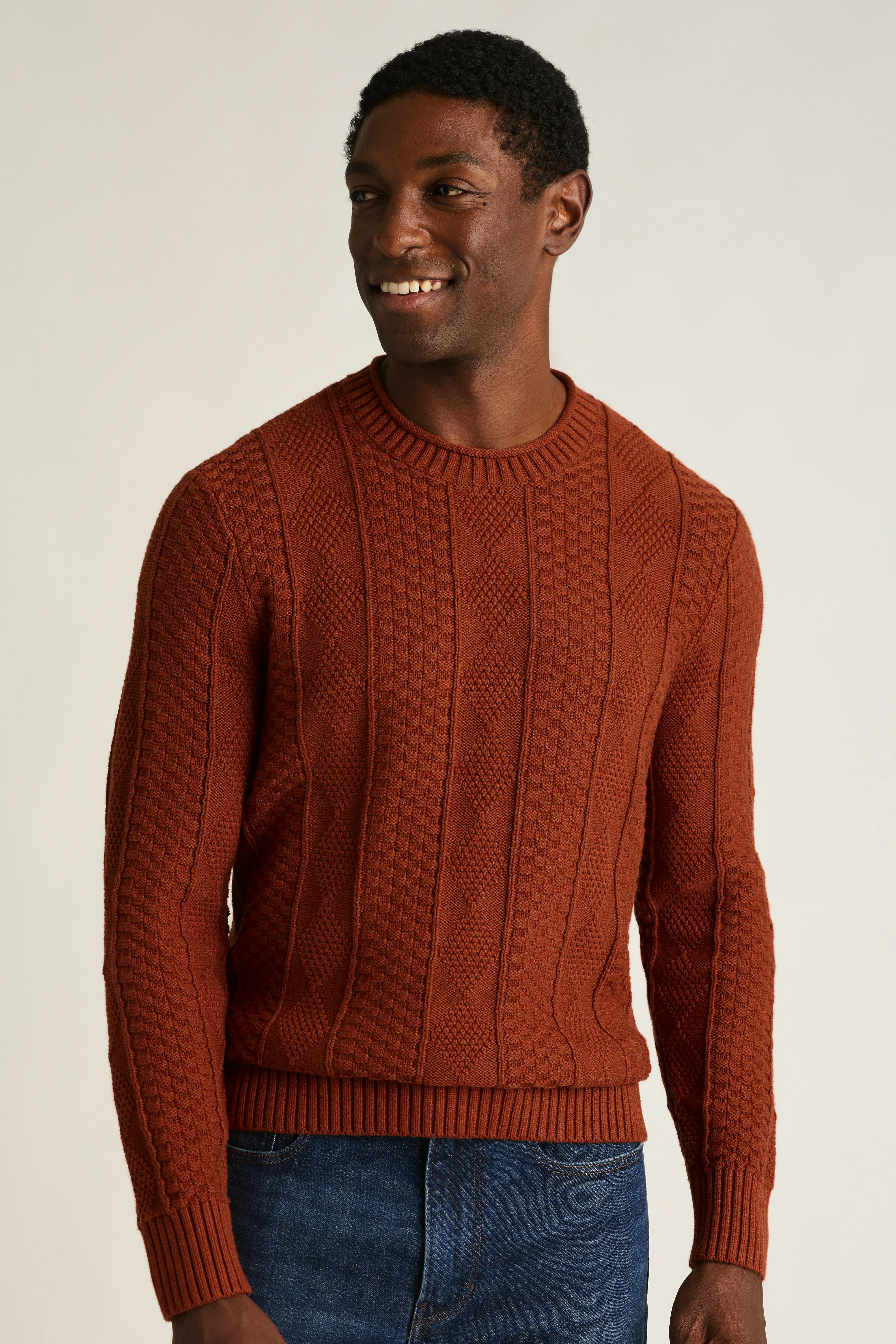 Cotton Cashmere Roll Neck Sweater rust