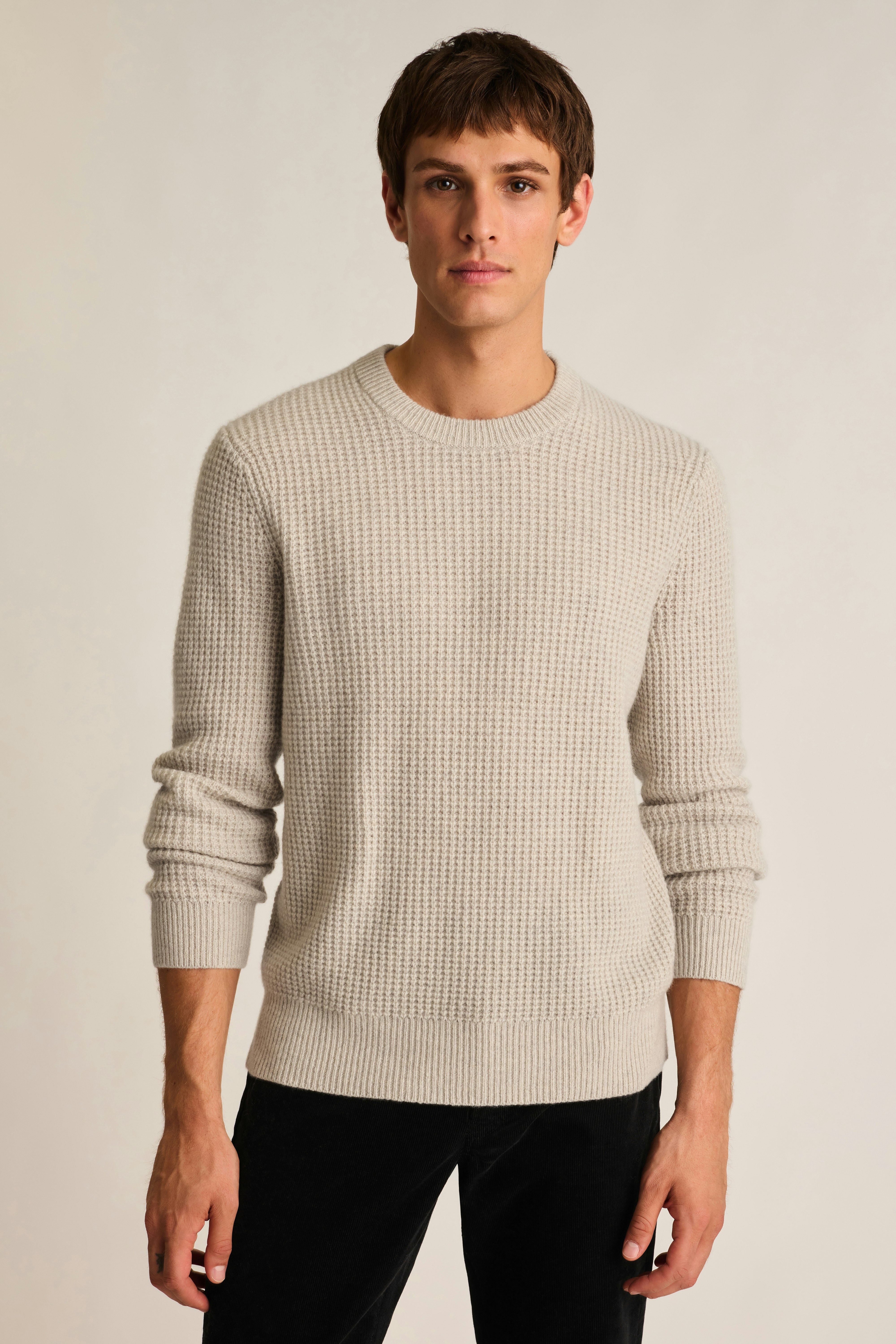 Italian Cashmere Crew Neck Sweater grey heather